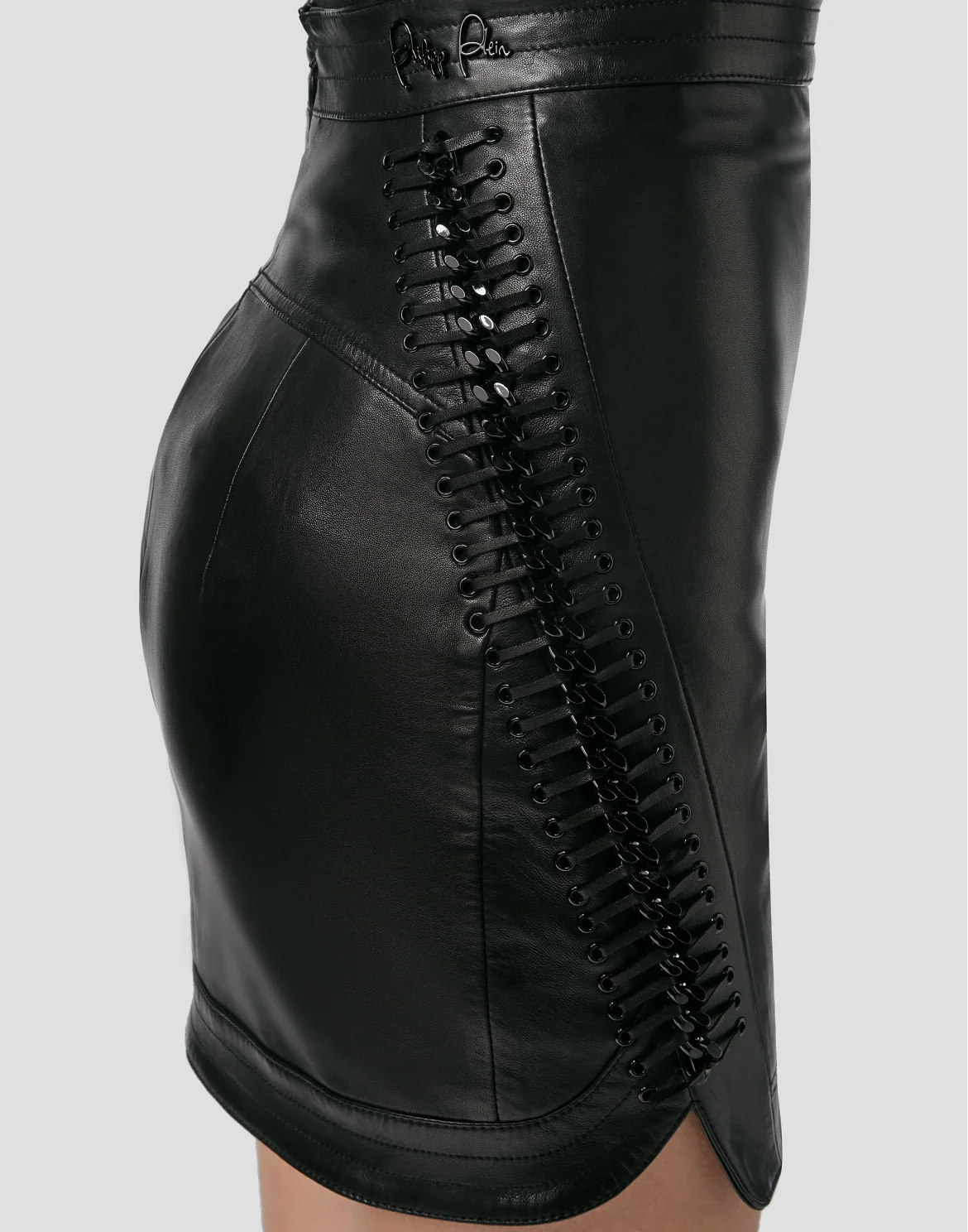 Leather Skirt Short Crystal, цвет: Черный