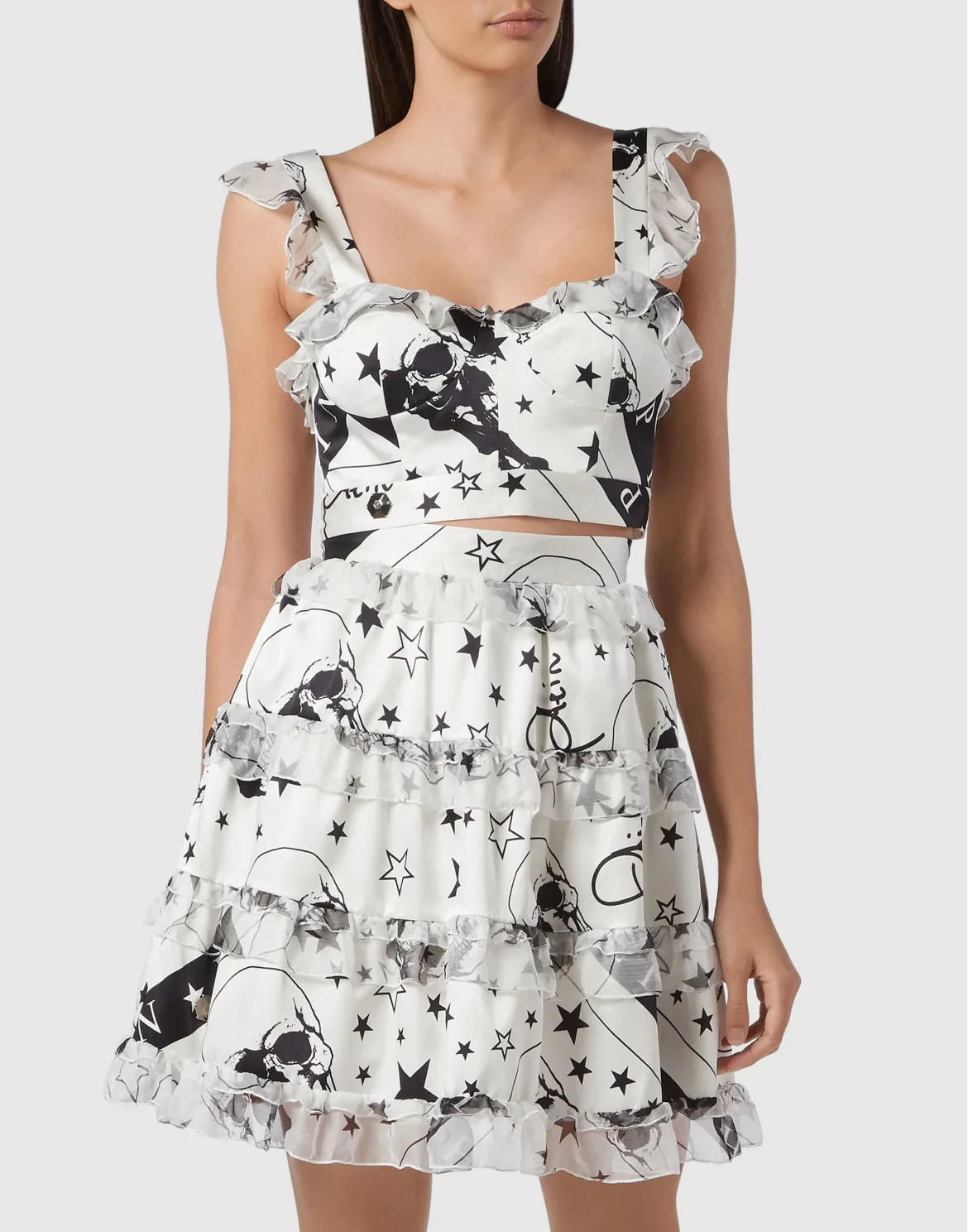 Short Skirt Stars and skull, цвет: Белый