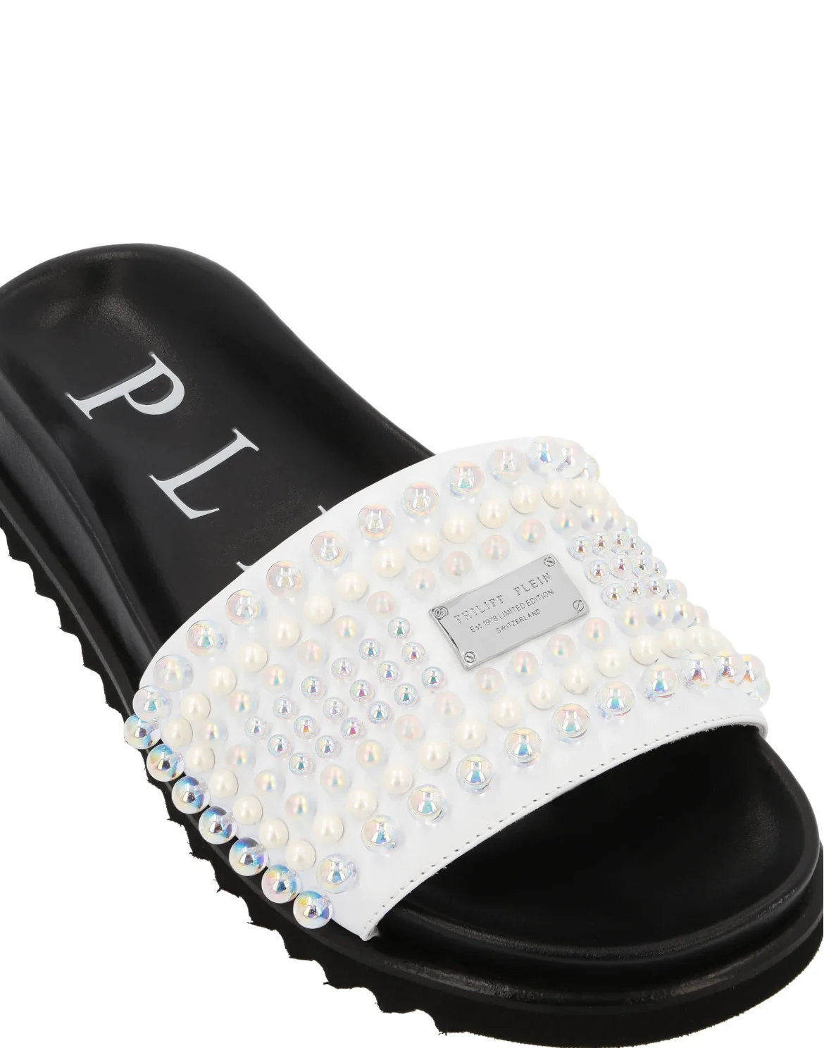 Sandals Flat Crystal, цвет: Белый