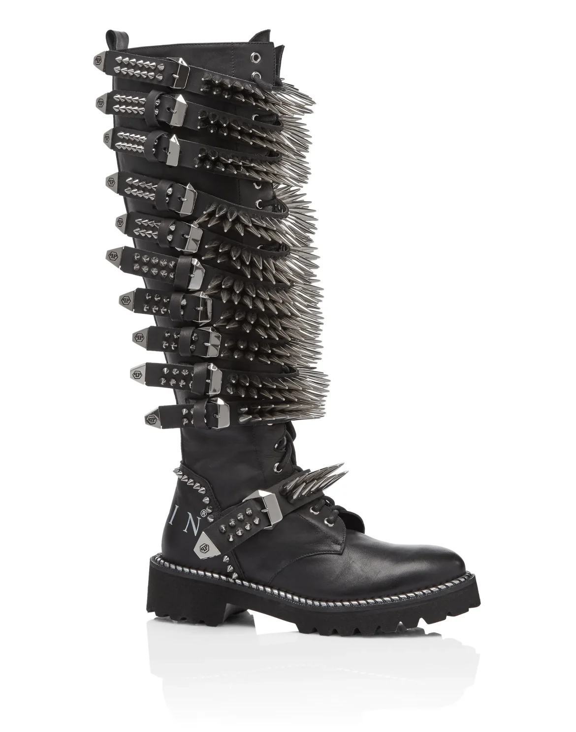 Boots Flat High Studs, цвет: Черный