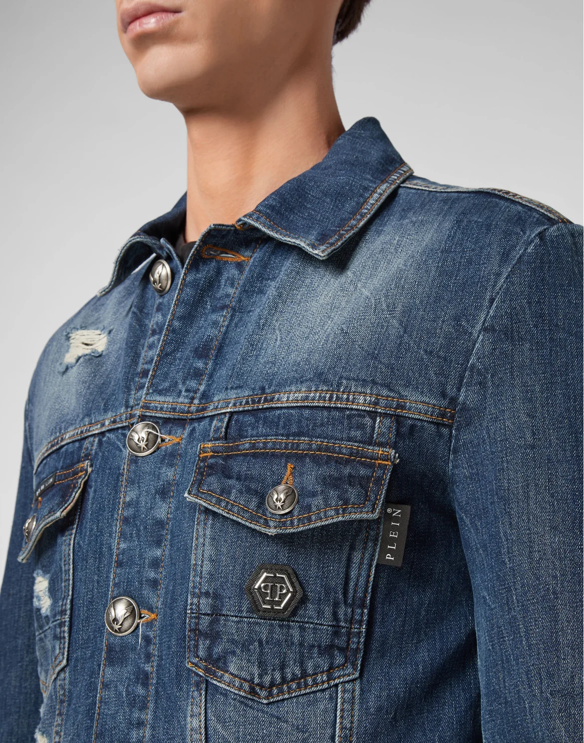 Denim Jacket Skull crystal, цвет: Синий