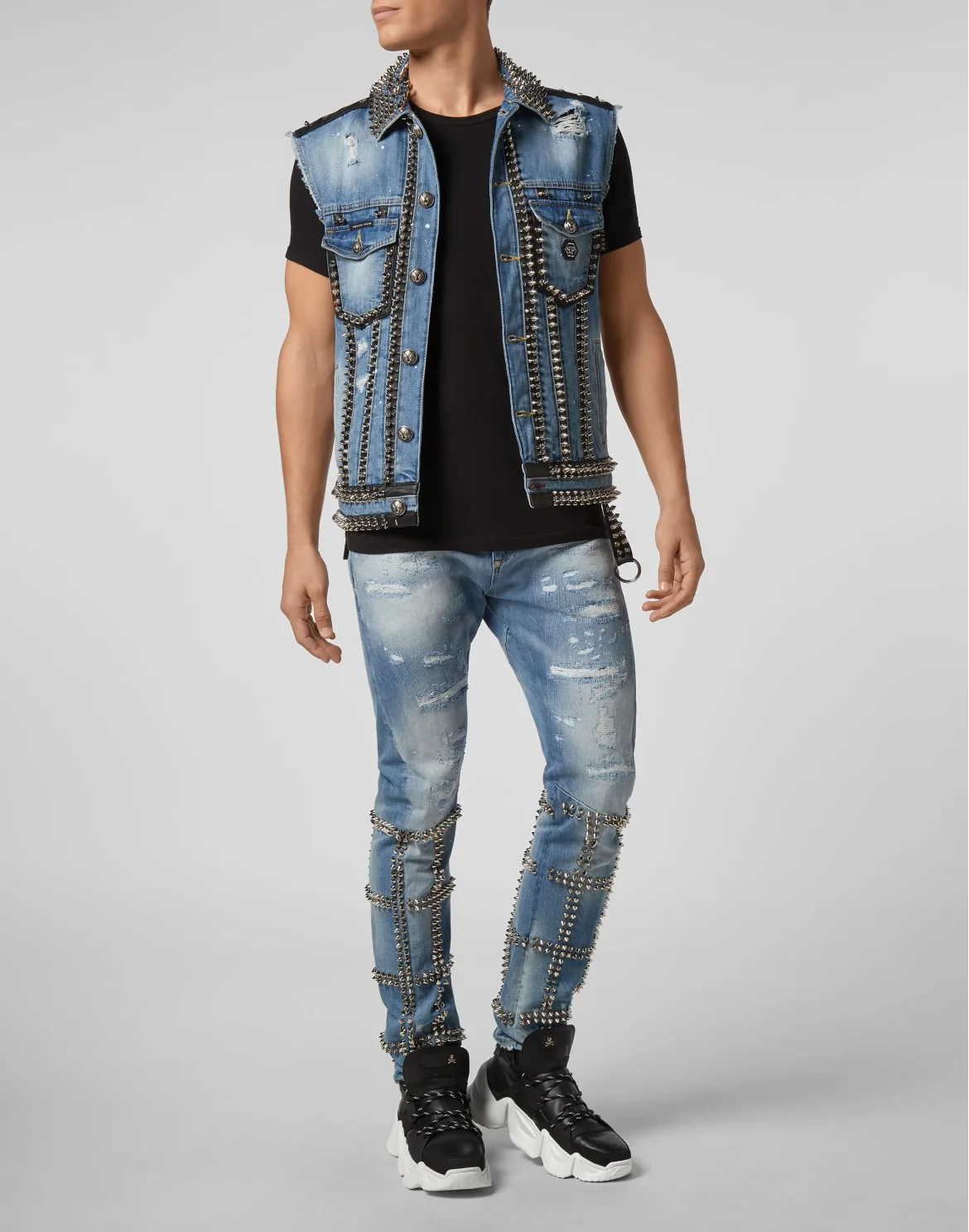 Denim vest Studs, цвет: Голубой