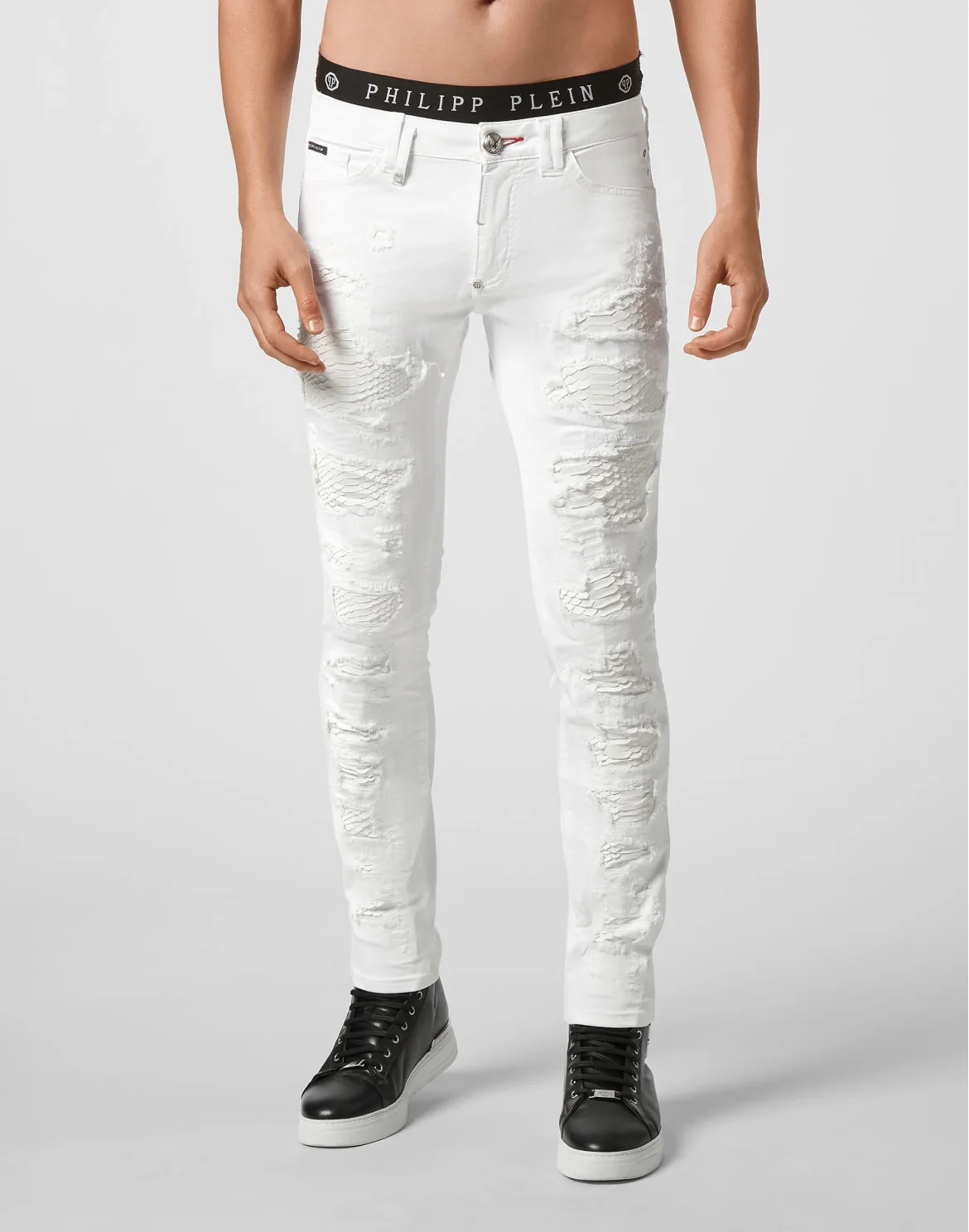 Slim Fit Destroyed, цвет: Белый