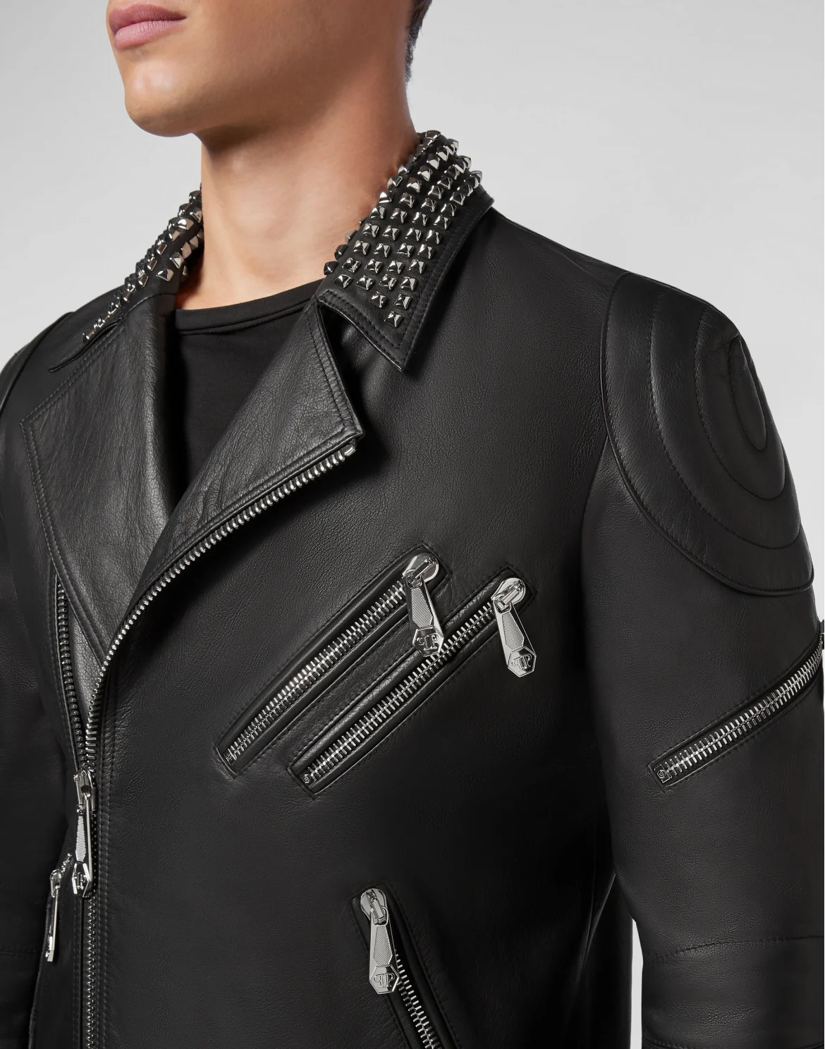 Leather Biker Skull and Plein, цвет: Черный