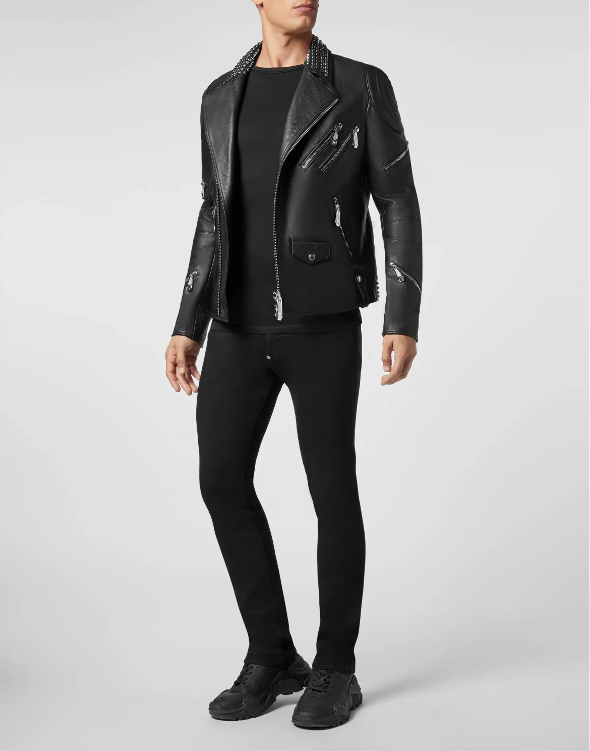 Leather Biker Skull and Plein, цвет: Черный