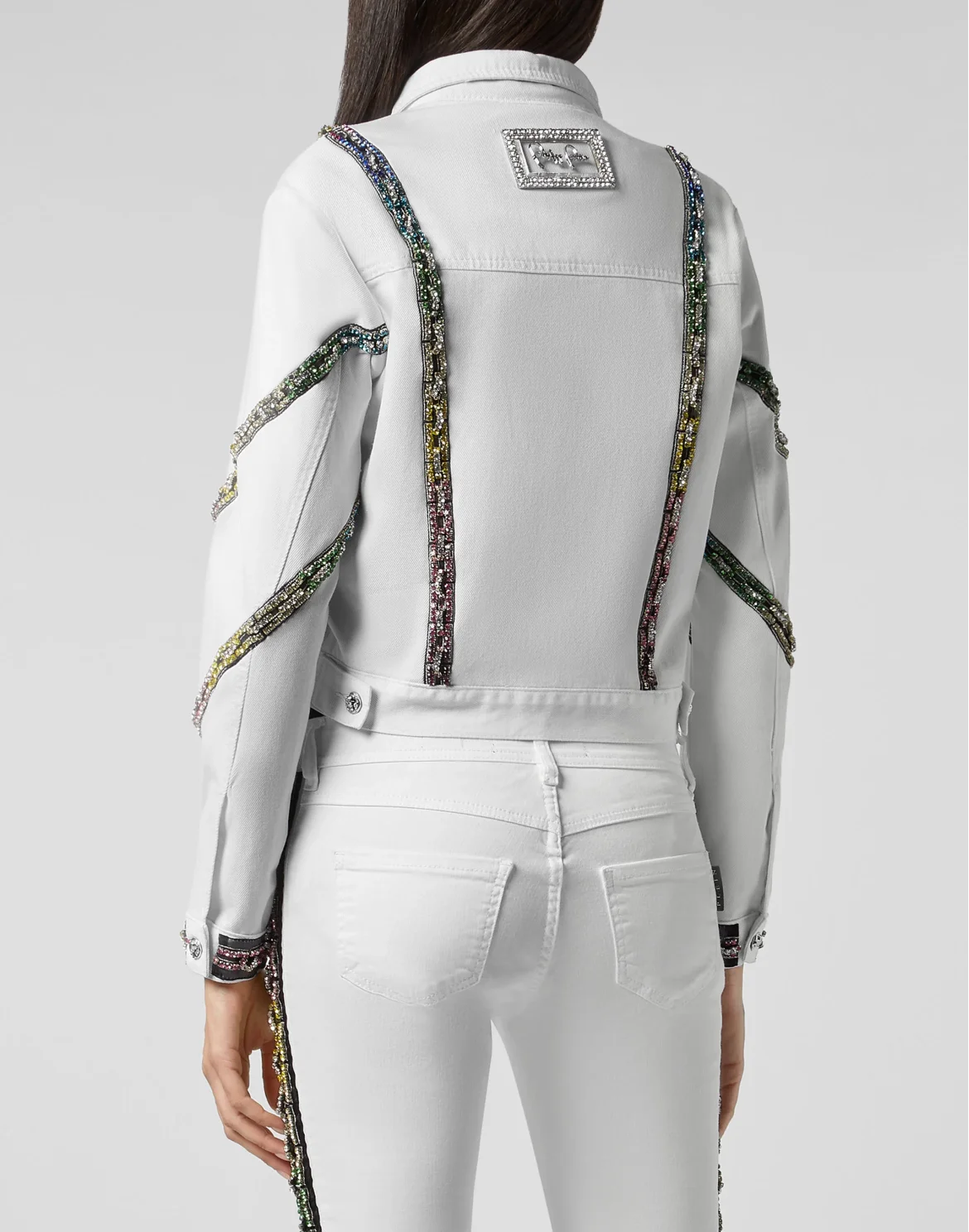  Denim Cropped Jacket Crystal, цвет: Белый