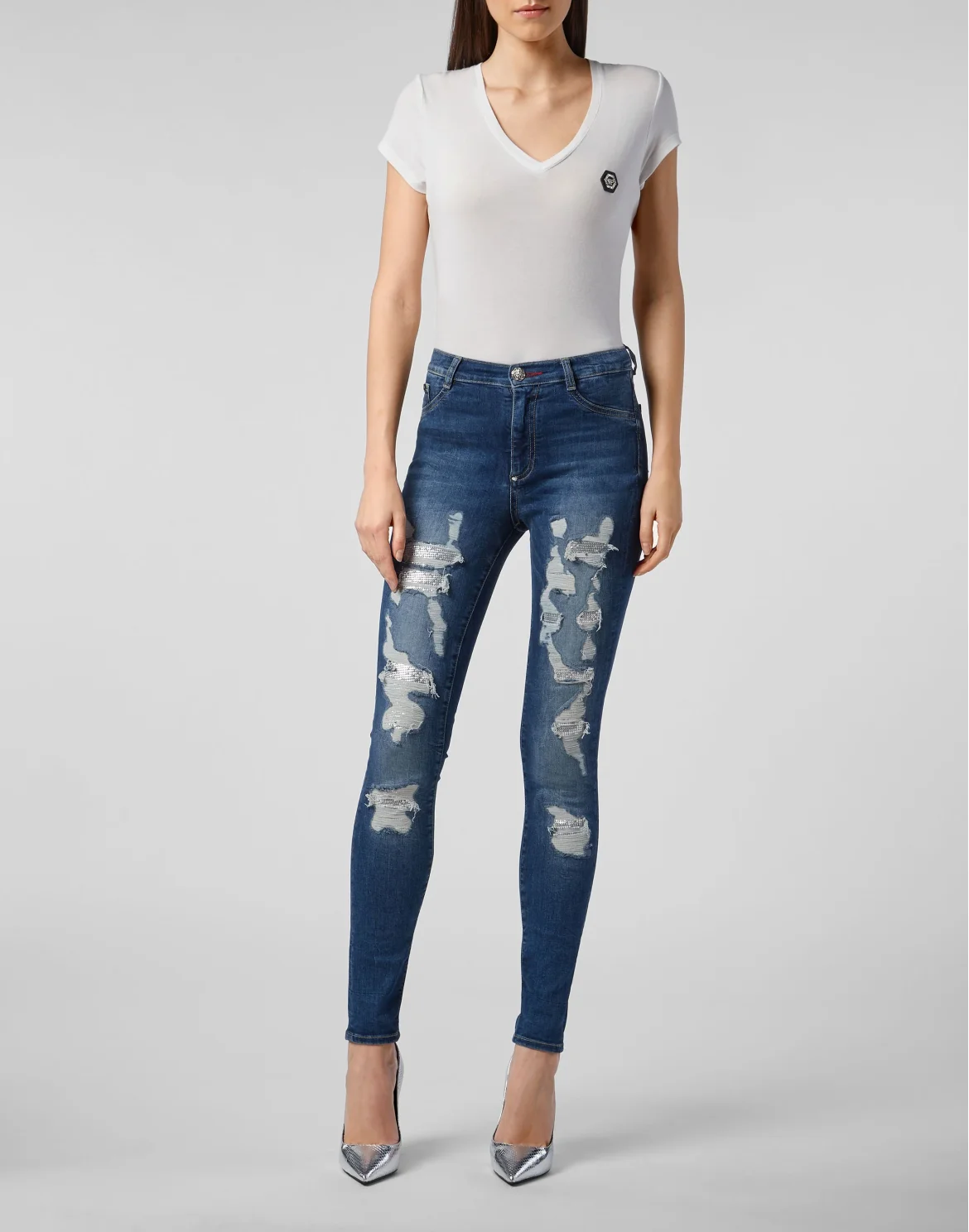 High Waist Jegging Destroyed, цвет: Синий