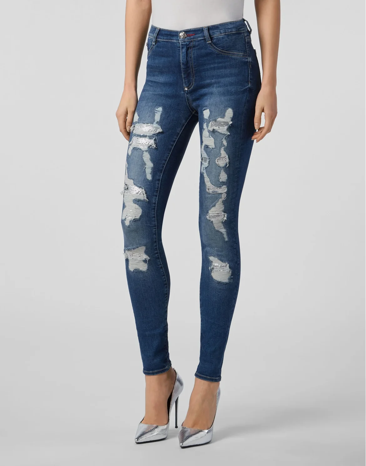 High Waist Jegging Destroyed, цвет: Синий