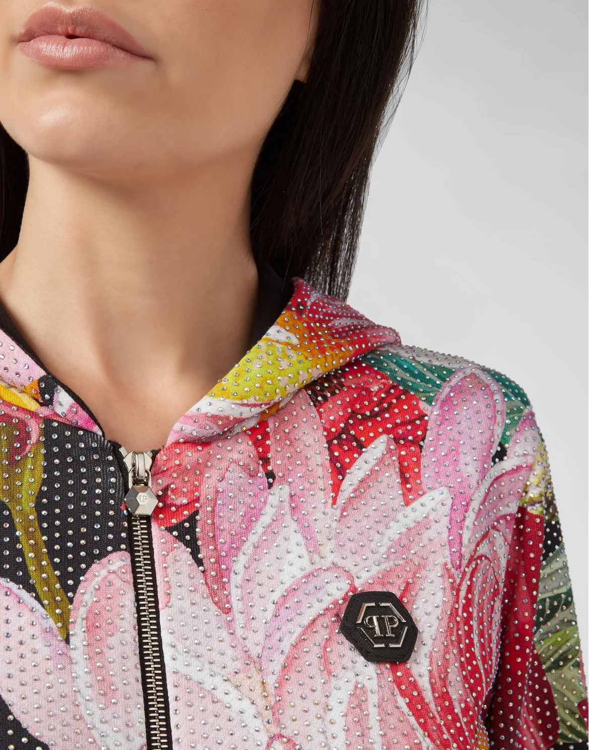 Hoodie Sweatjacket Flowers, цвет: Черный