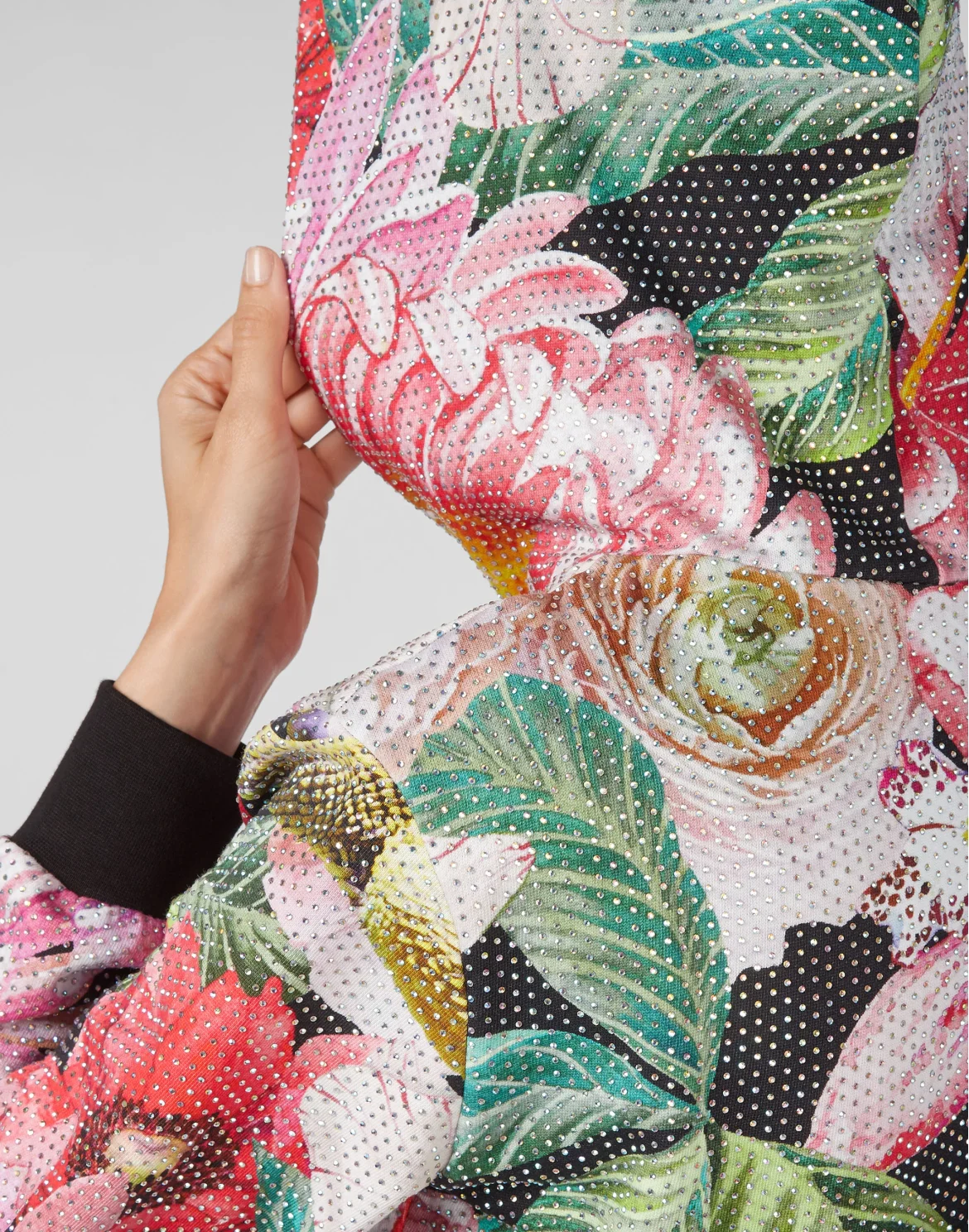 Hoodie Sweatjacket Flowers, цвет: Черный