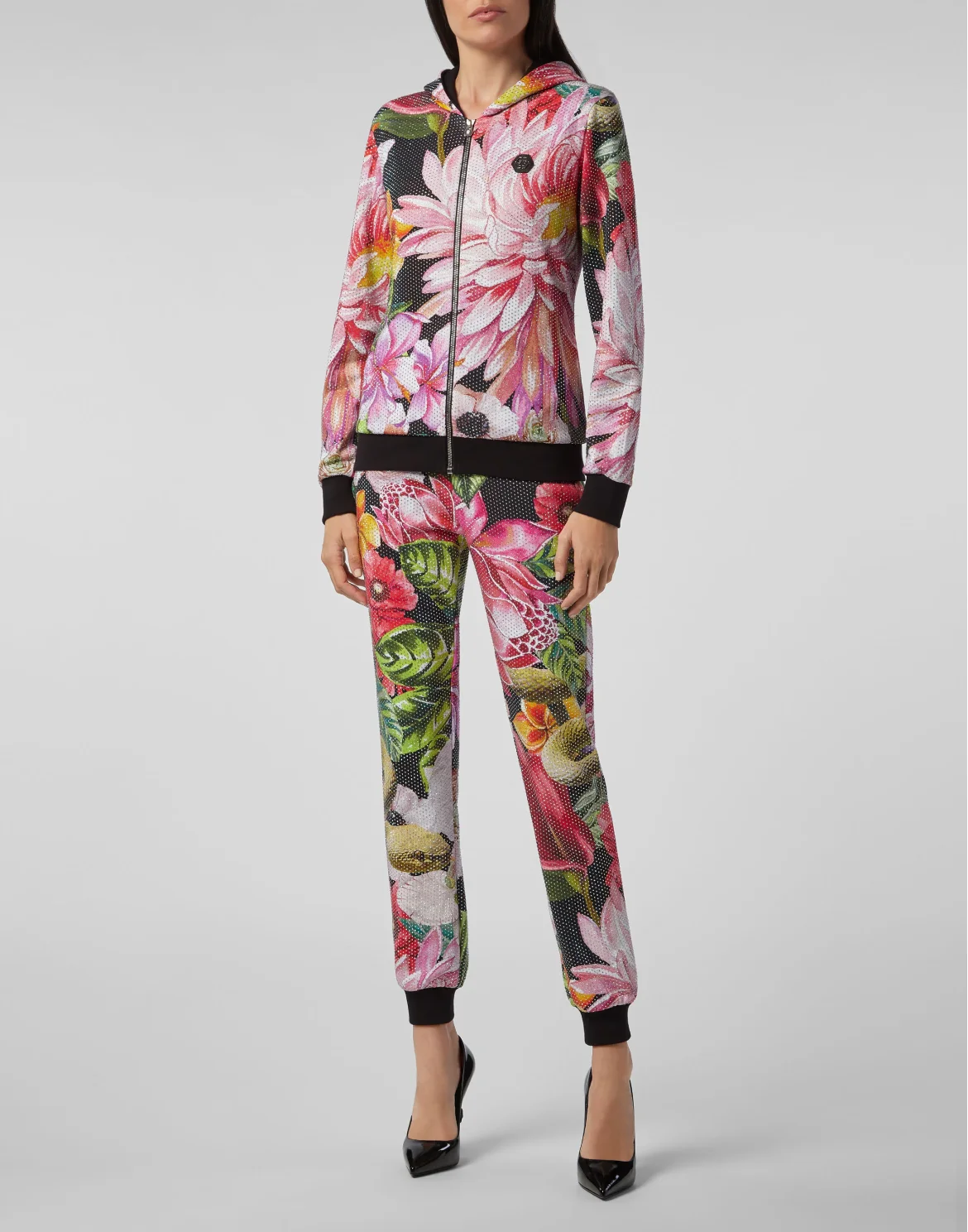 Hoodie Sweatjacket Flowers, цвет: Черный