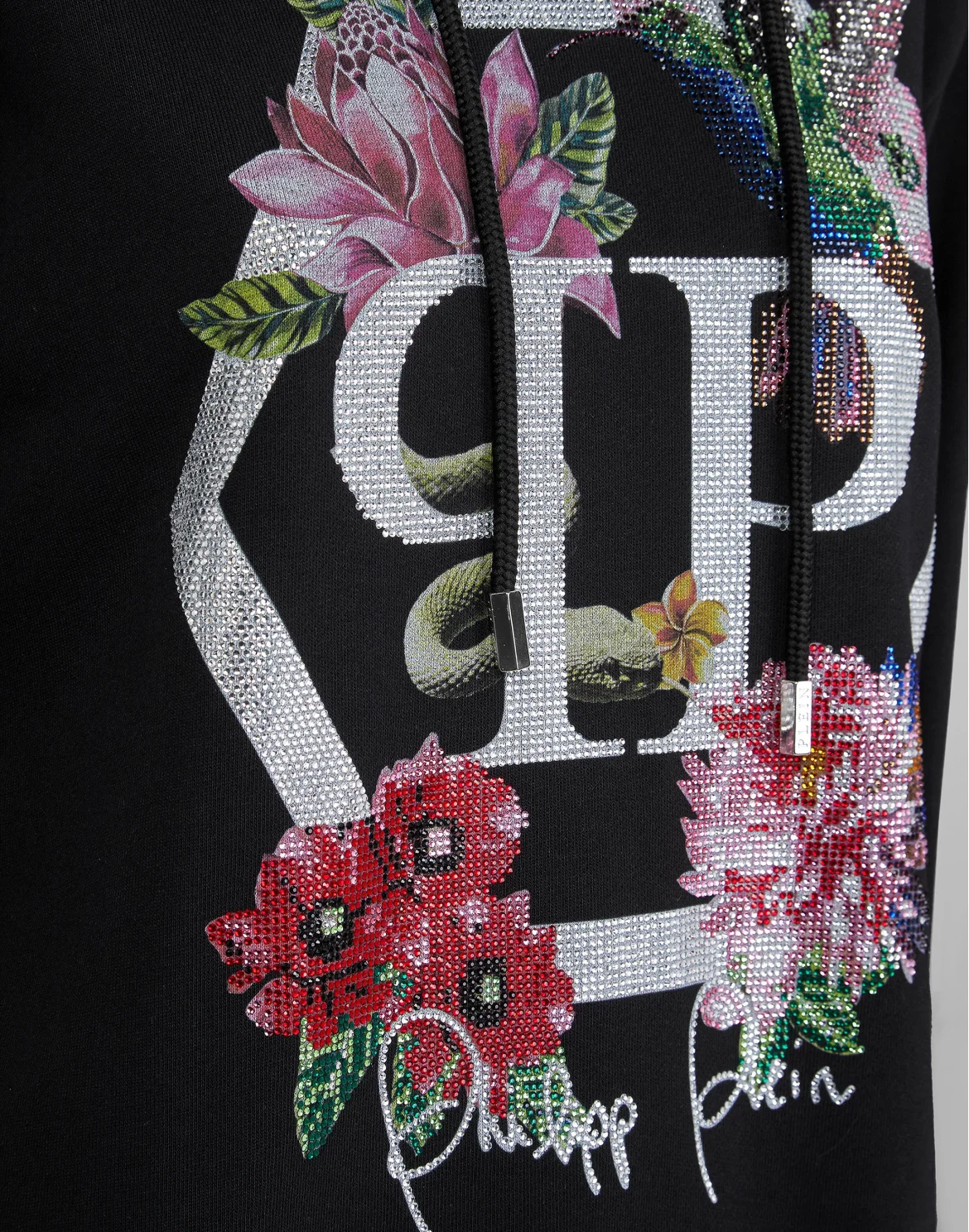 Hoodie sweatshirt Flowers, цвет: Черный