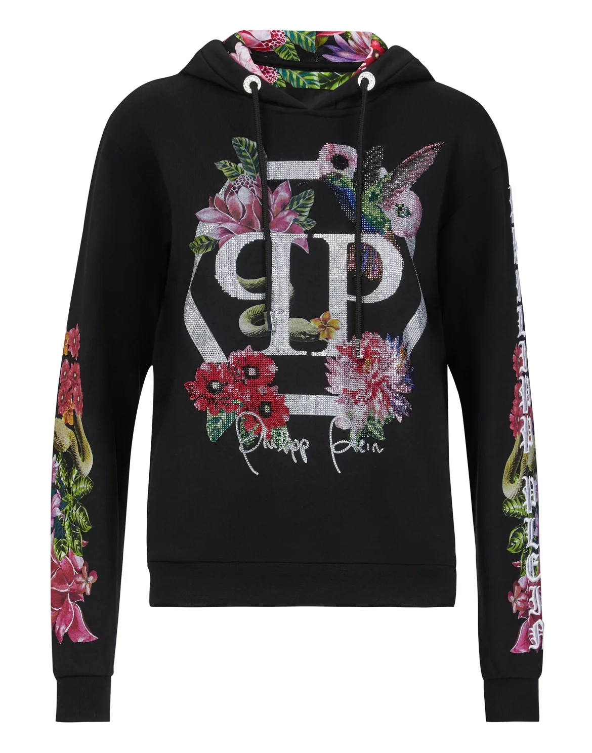 Hoodie sweatshirt Flowers, цвет: Черный