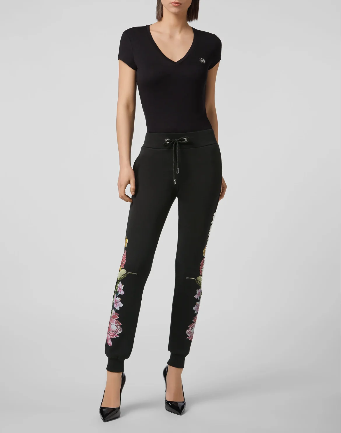 Jogging Trousers Flowers, цвет: Черный