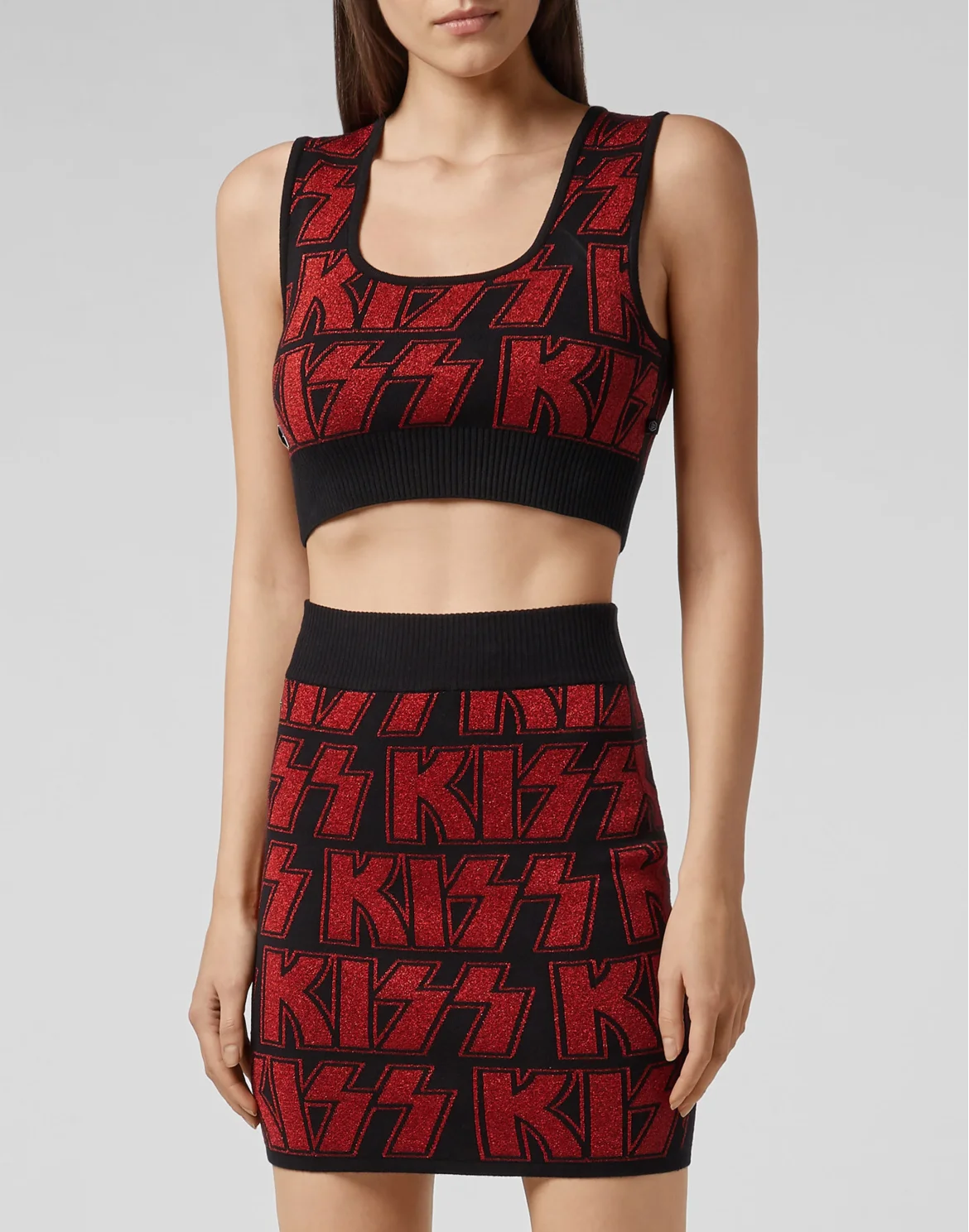Knit Compose Top+Skirt Rock band, цвет: Черный