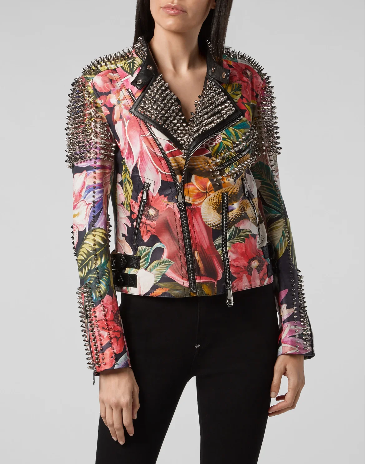Leather Biker Flowers, цвет: Черный