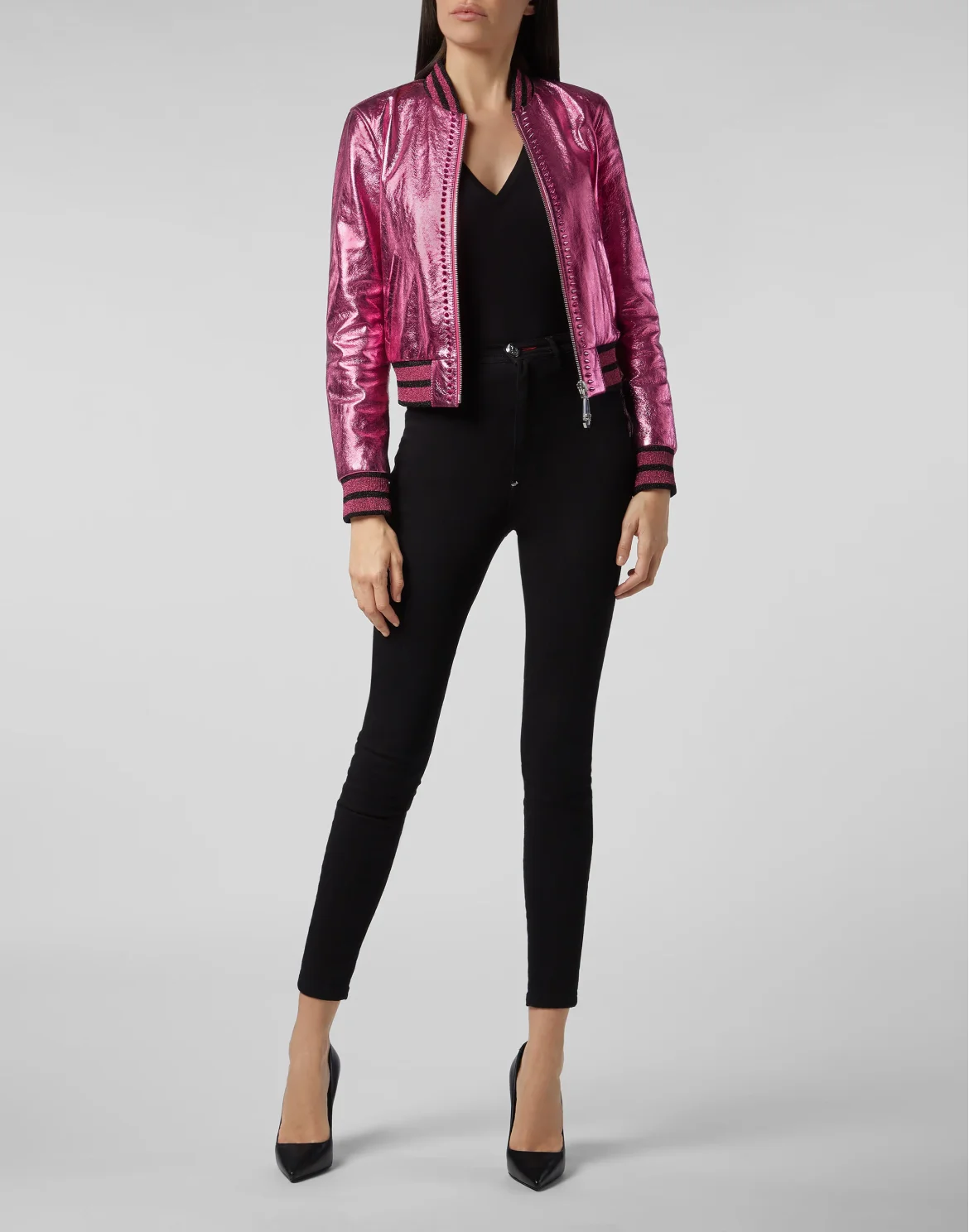 Leather Bomber Studs, цвет: Розовый