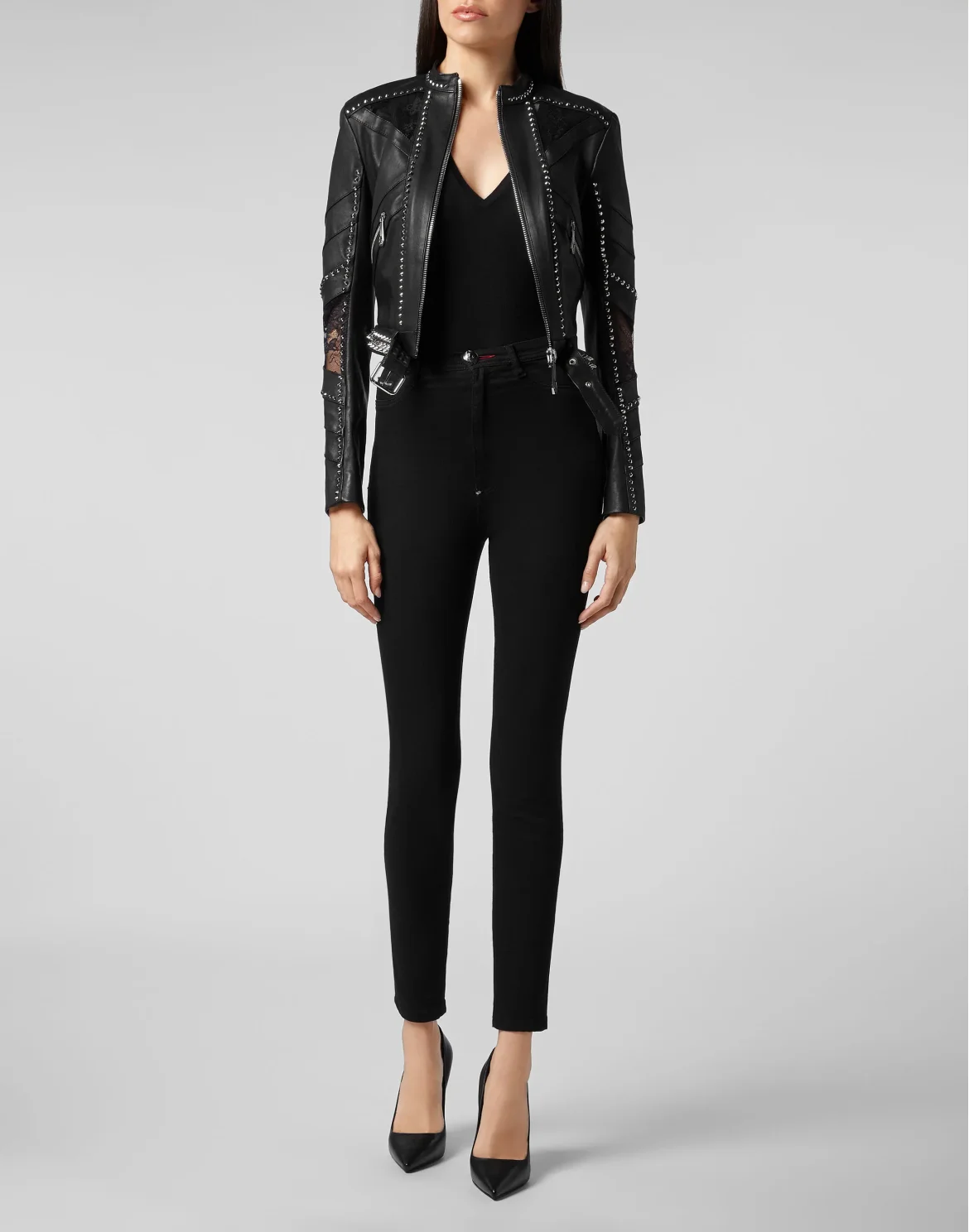 Leather Moto Jacket Studs, цвет: Черный