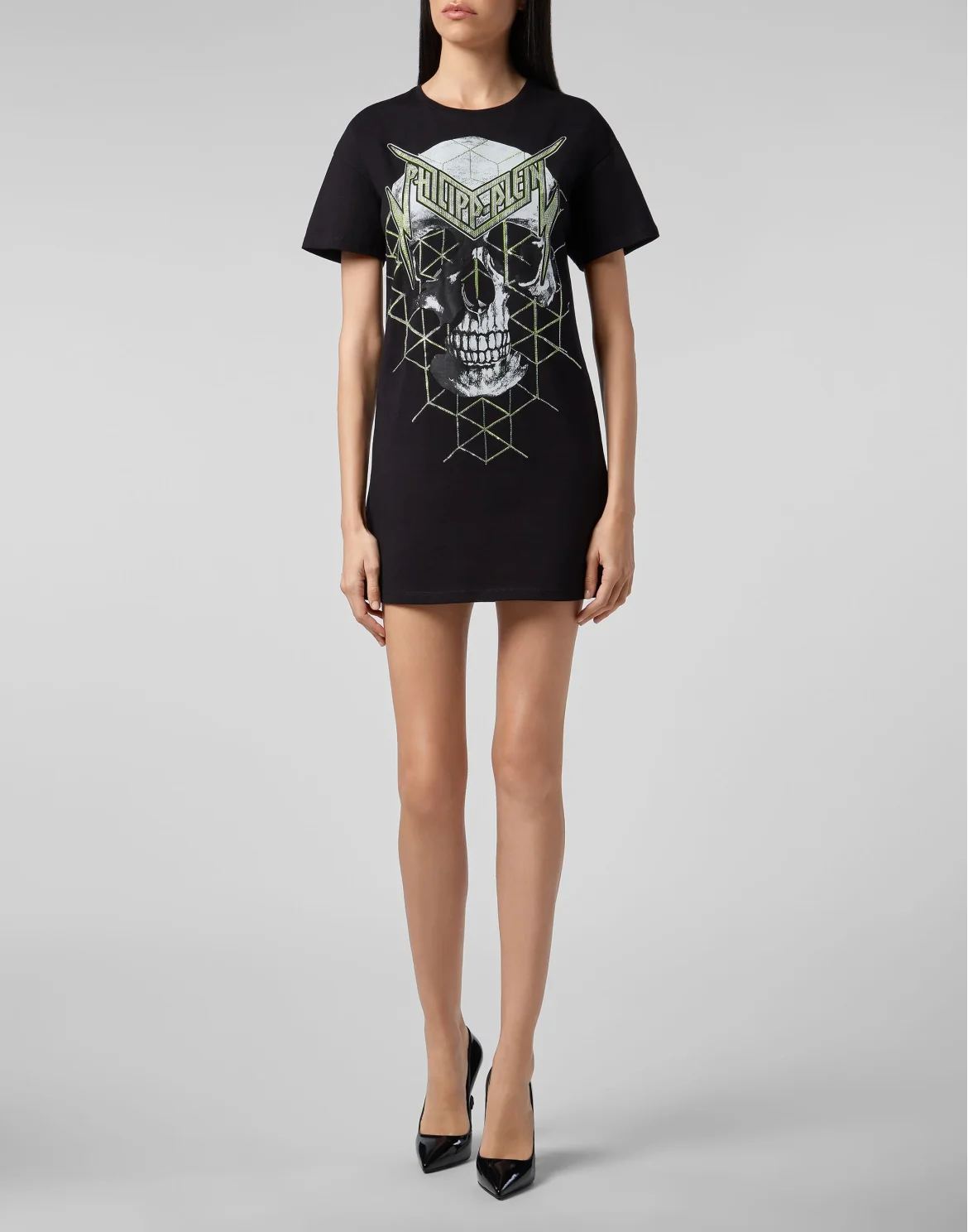 T-Shirt Short Dresses Skull, цвет: Черный