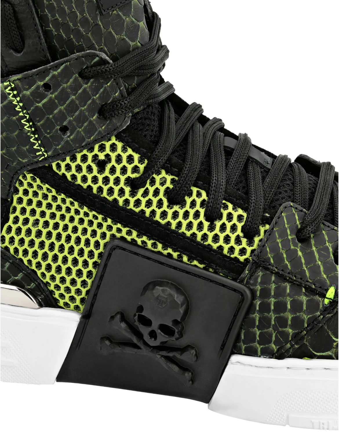 HI-TOP SNEAKERS PHANTOM KICK$ PYTHON SKULL, цвет: Желтый