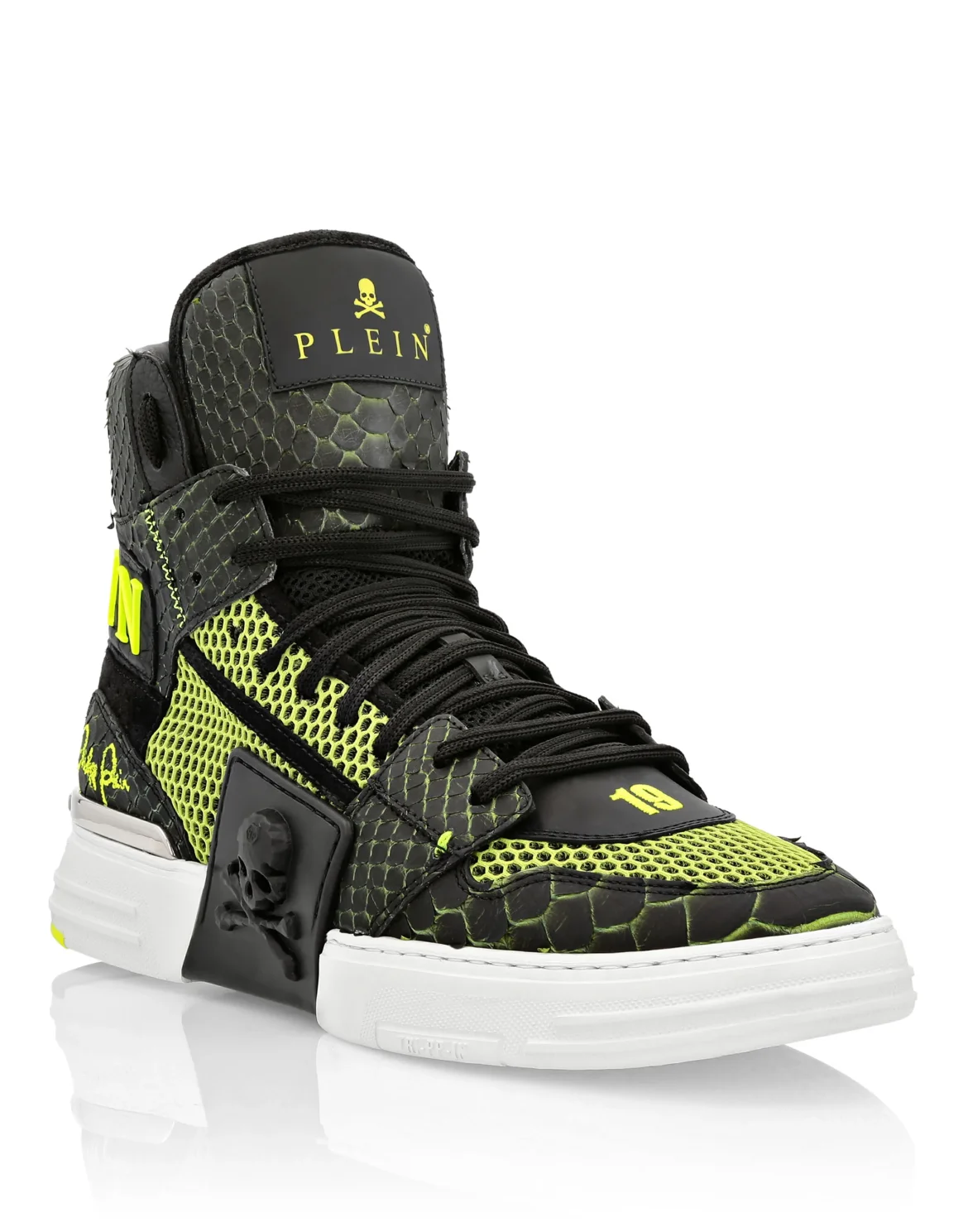 HI-TOP SNEAKERS PHANTOM KICK$ PYTHON SKULL, цвет: Желтый
