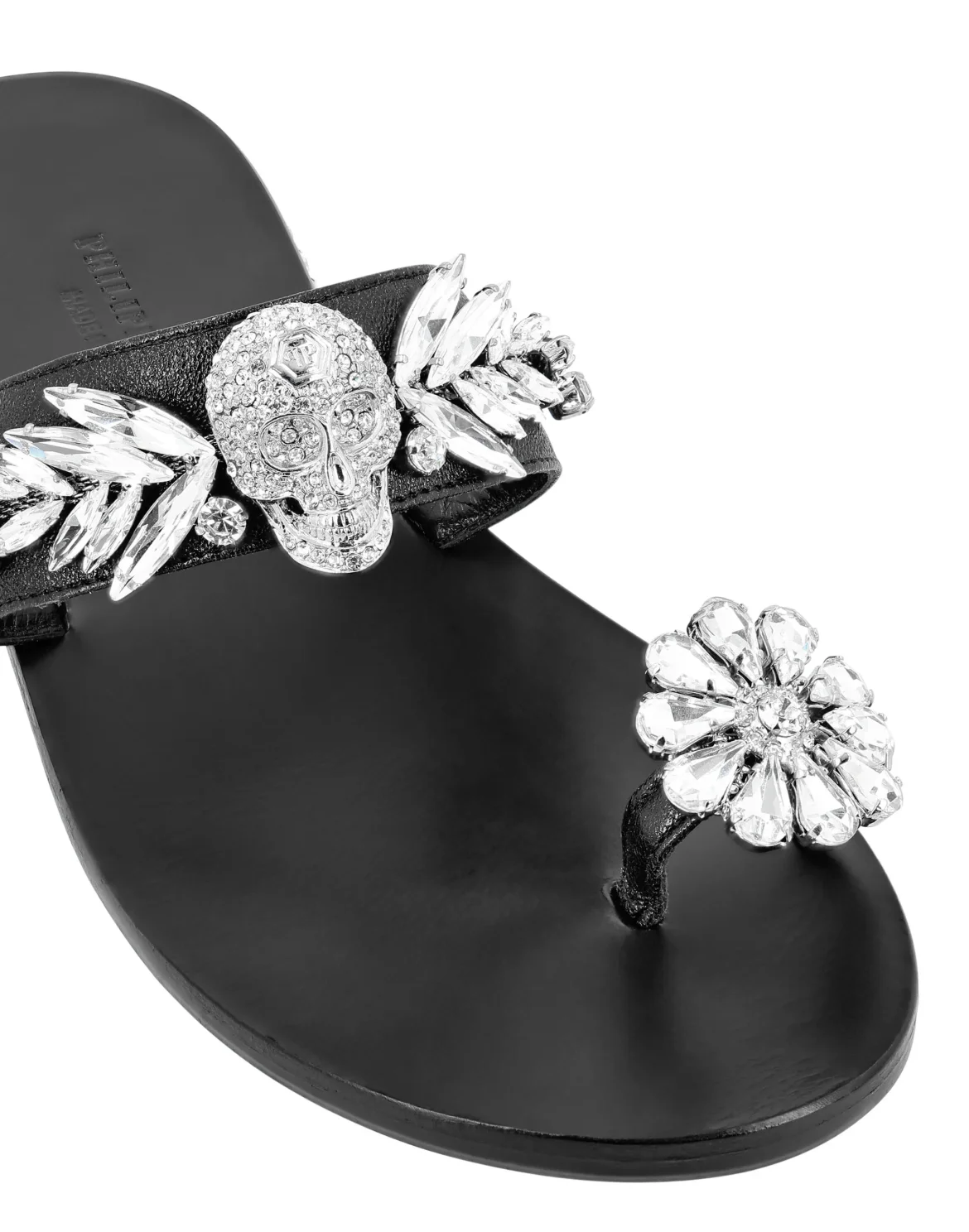 Sandals Flat Skull crystal, цвет: Черный