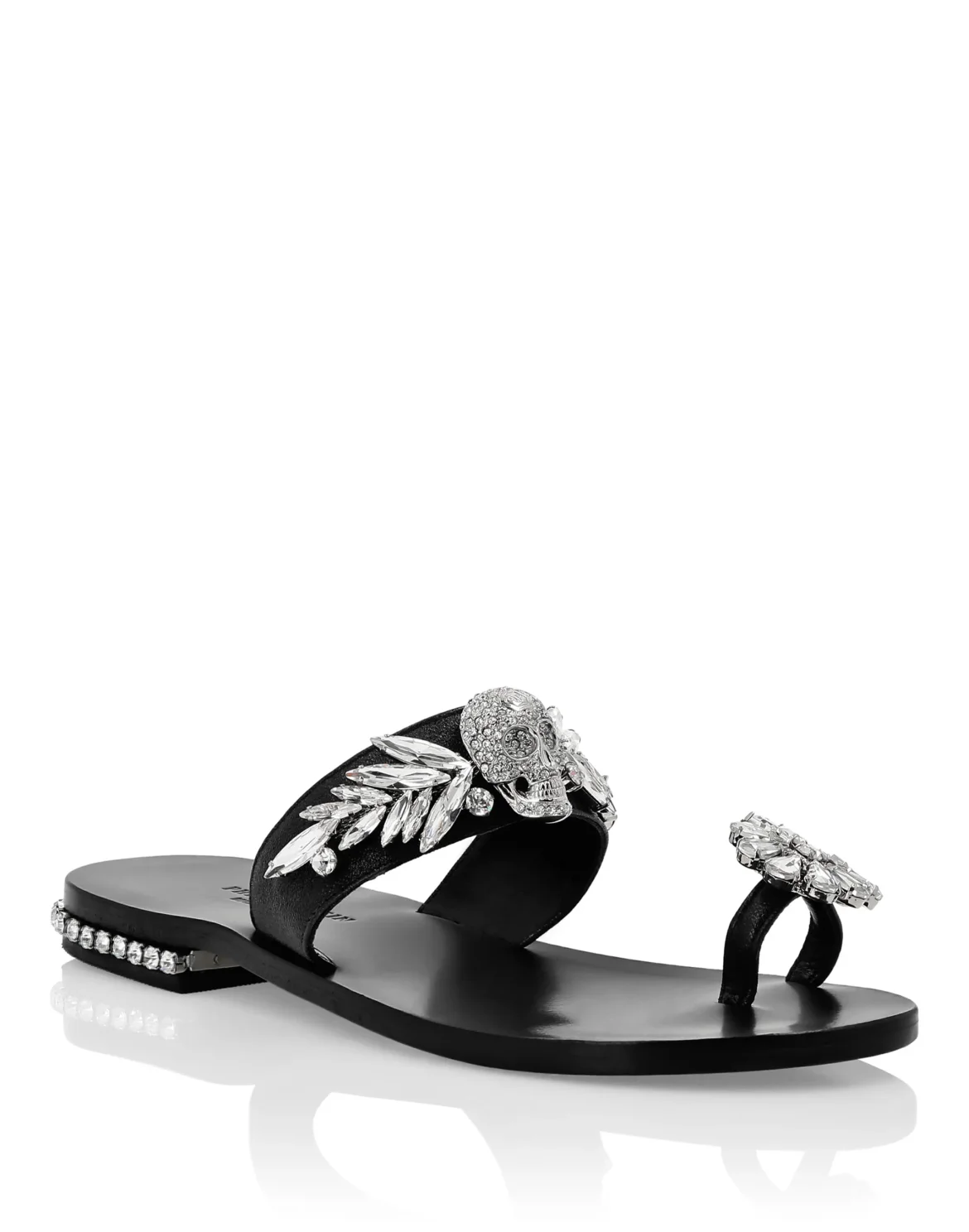 Sandals Flat Skull crystal, цвет: Черный