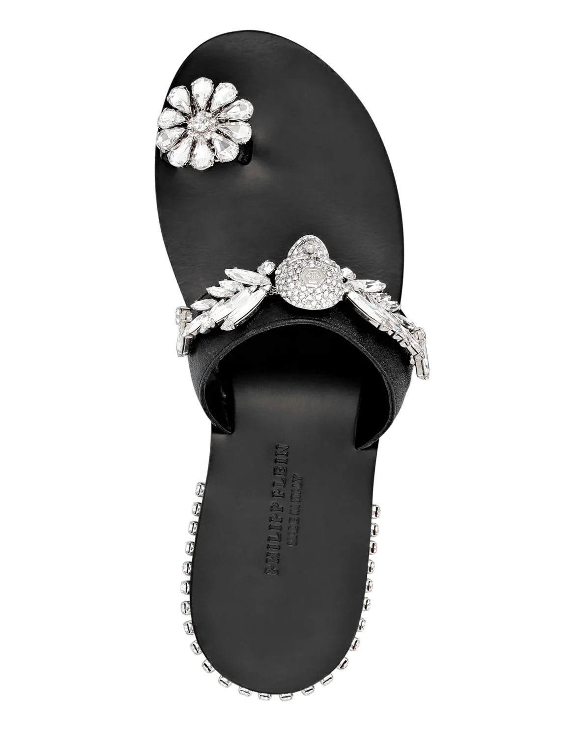 Sandals Flat Skull crystal, цвет: Черный