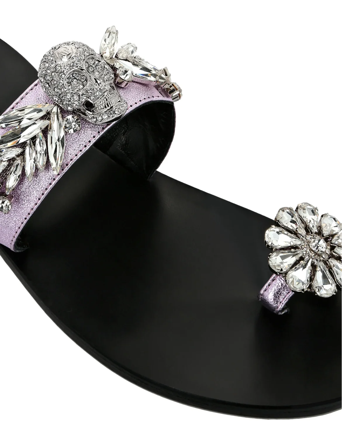 Sandals Flat Skull crystal, цвет: Розовый