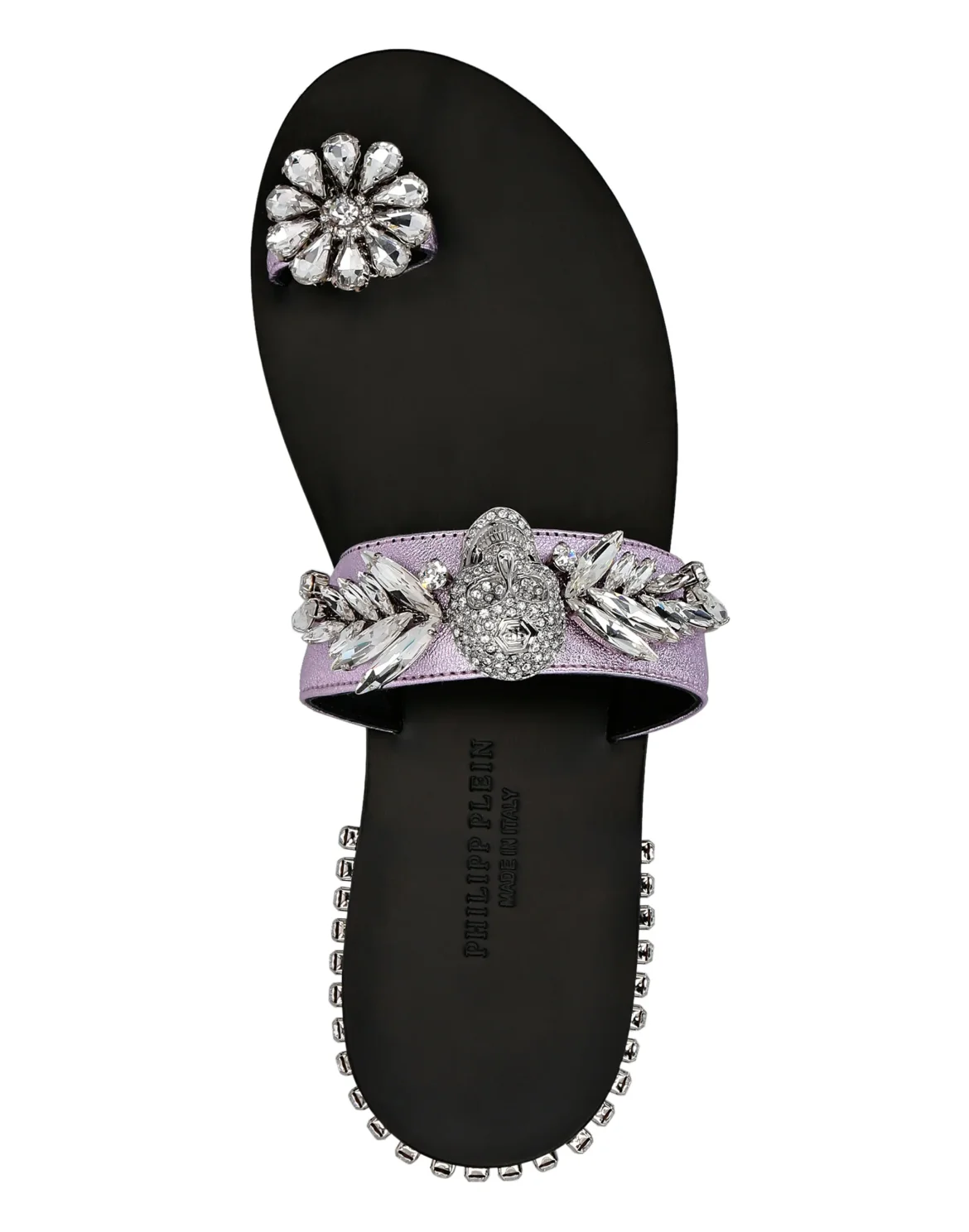 Sandals Flat Skull crystal, цвет: Розовый