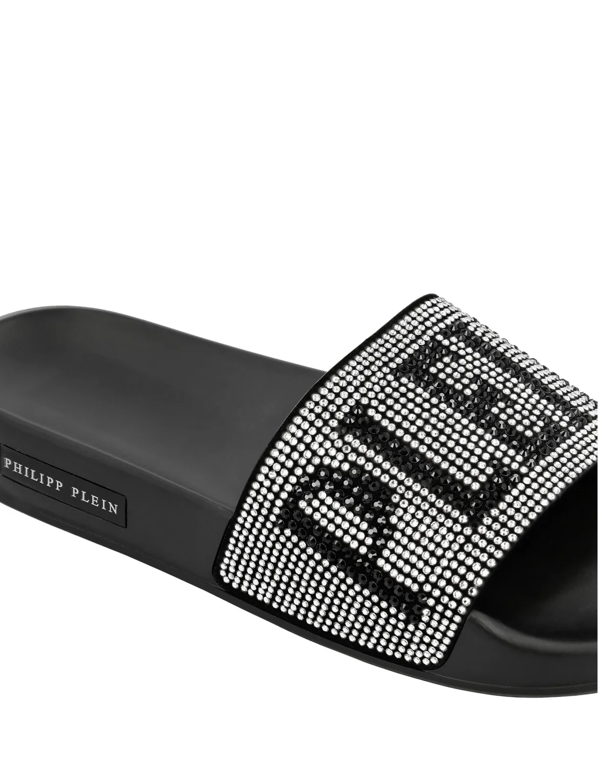 Flat gummy sandals Crystal Plein, цвет: Черный