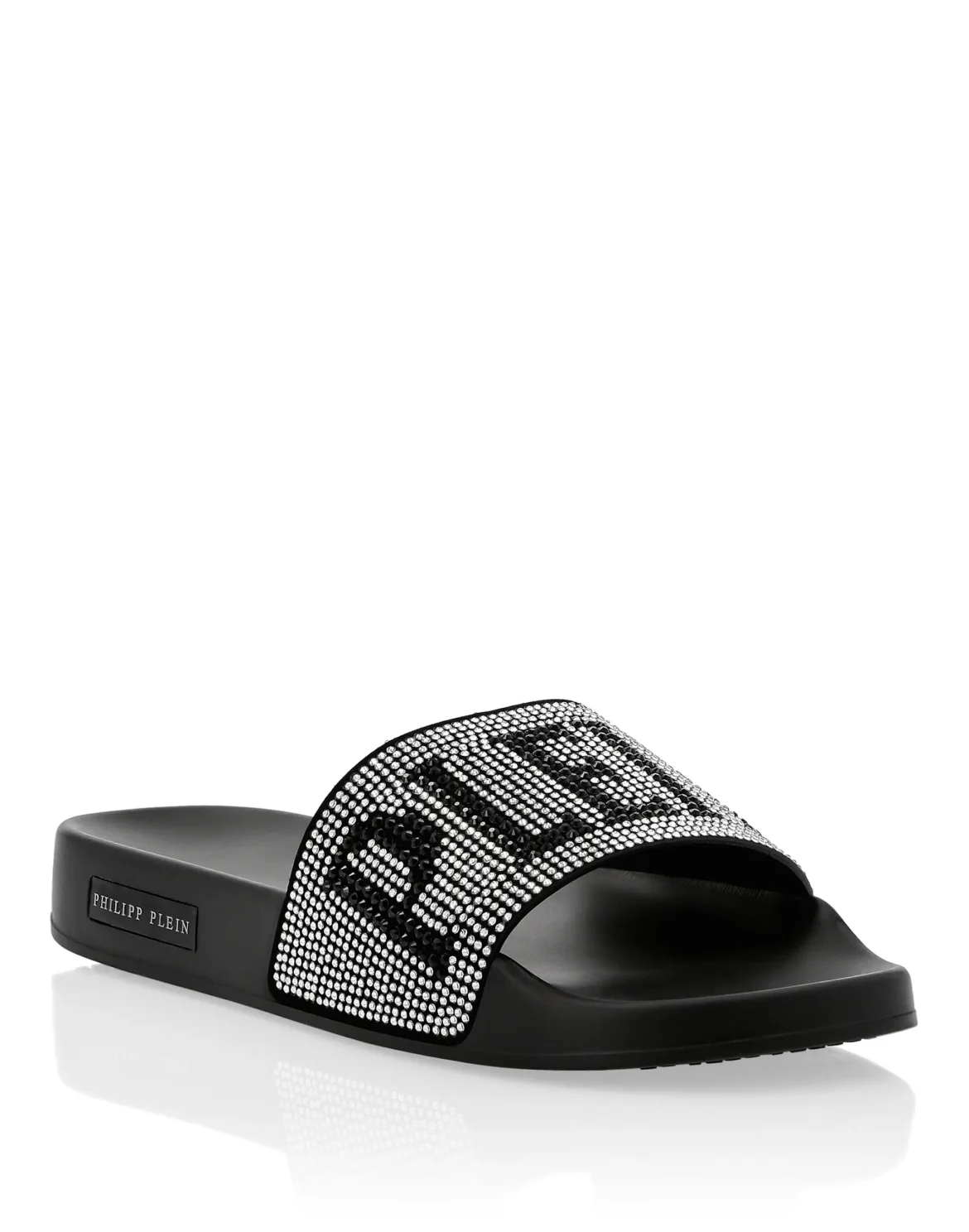 Flat gummy sandals Crystal Plein, цвет: Черный