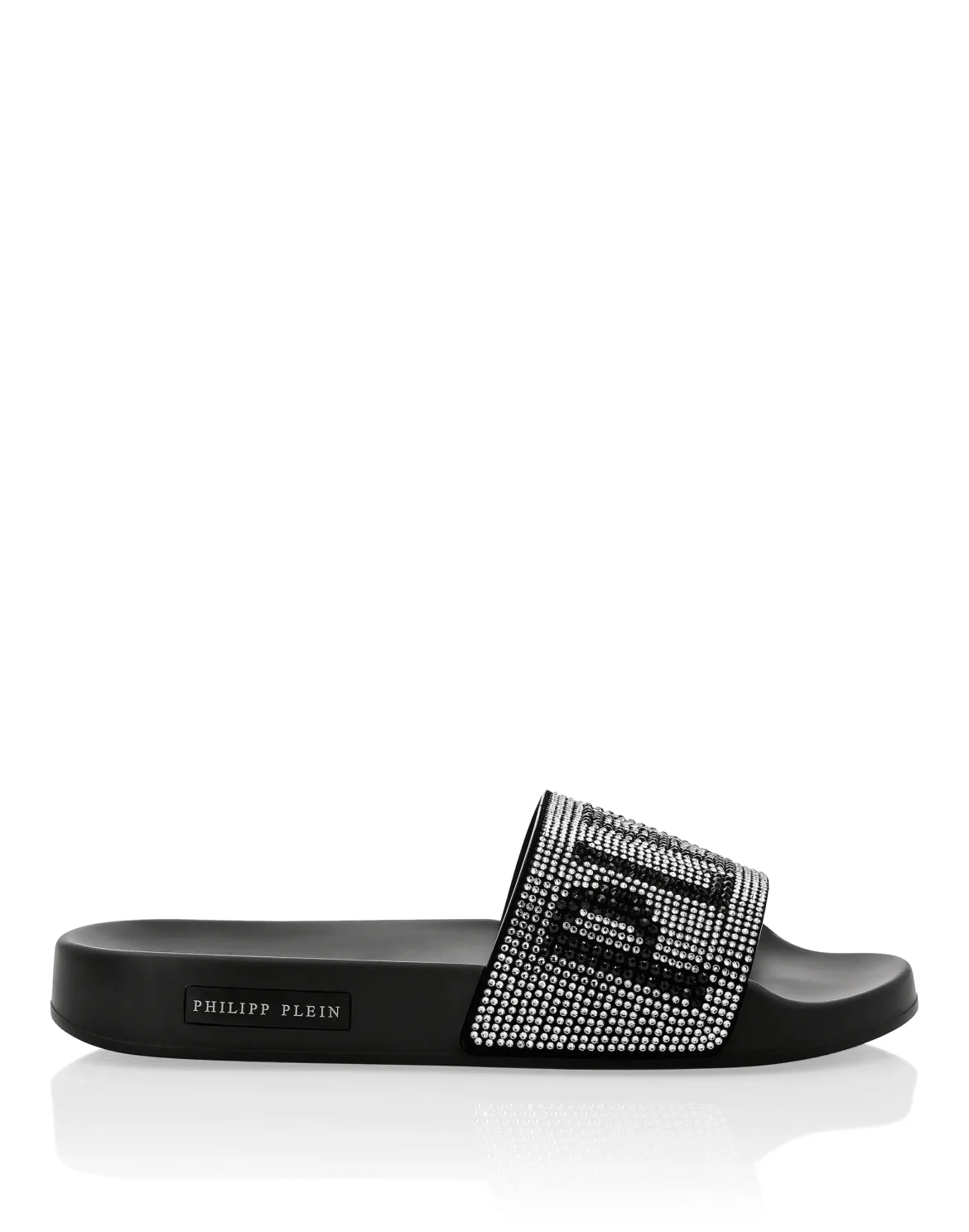 Flat gummy sandals Crystal Plein, цвет: Черный