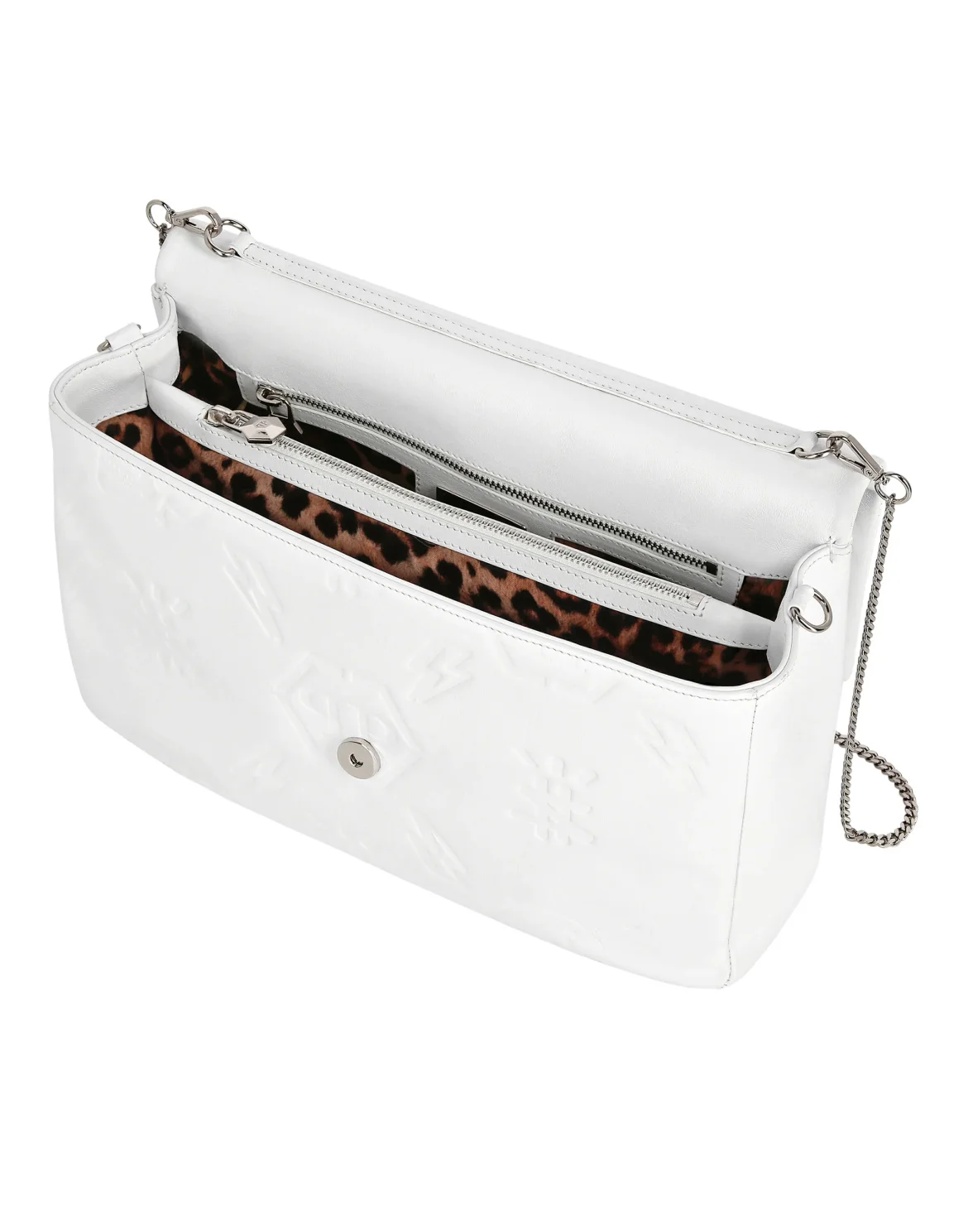 Leather Shoulder Bag Embossed Monogram, цвет: Белый