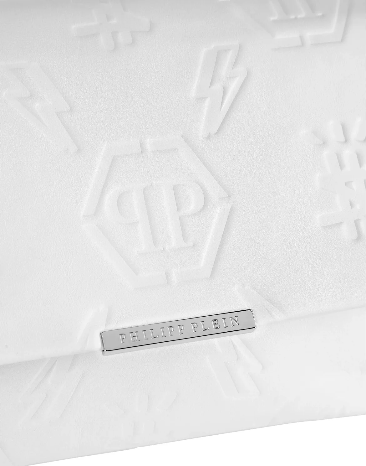Leather Shoulder Bag Embossed Monogram, цвет: Белый