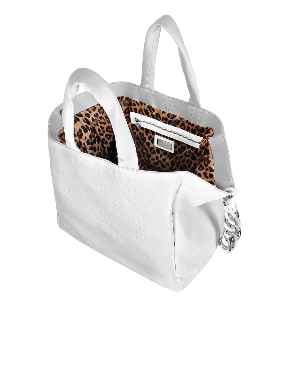 Leather Handle bag Embossed Monogram, цвет: Белый