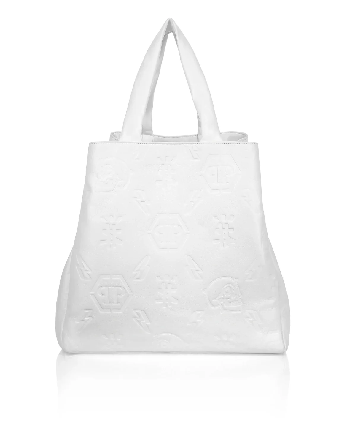Leather Handle bag Embossed Monogram, цвет: Белый