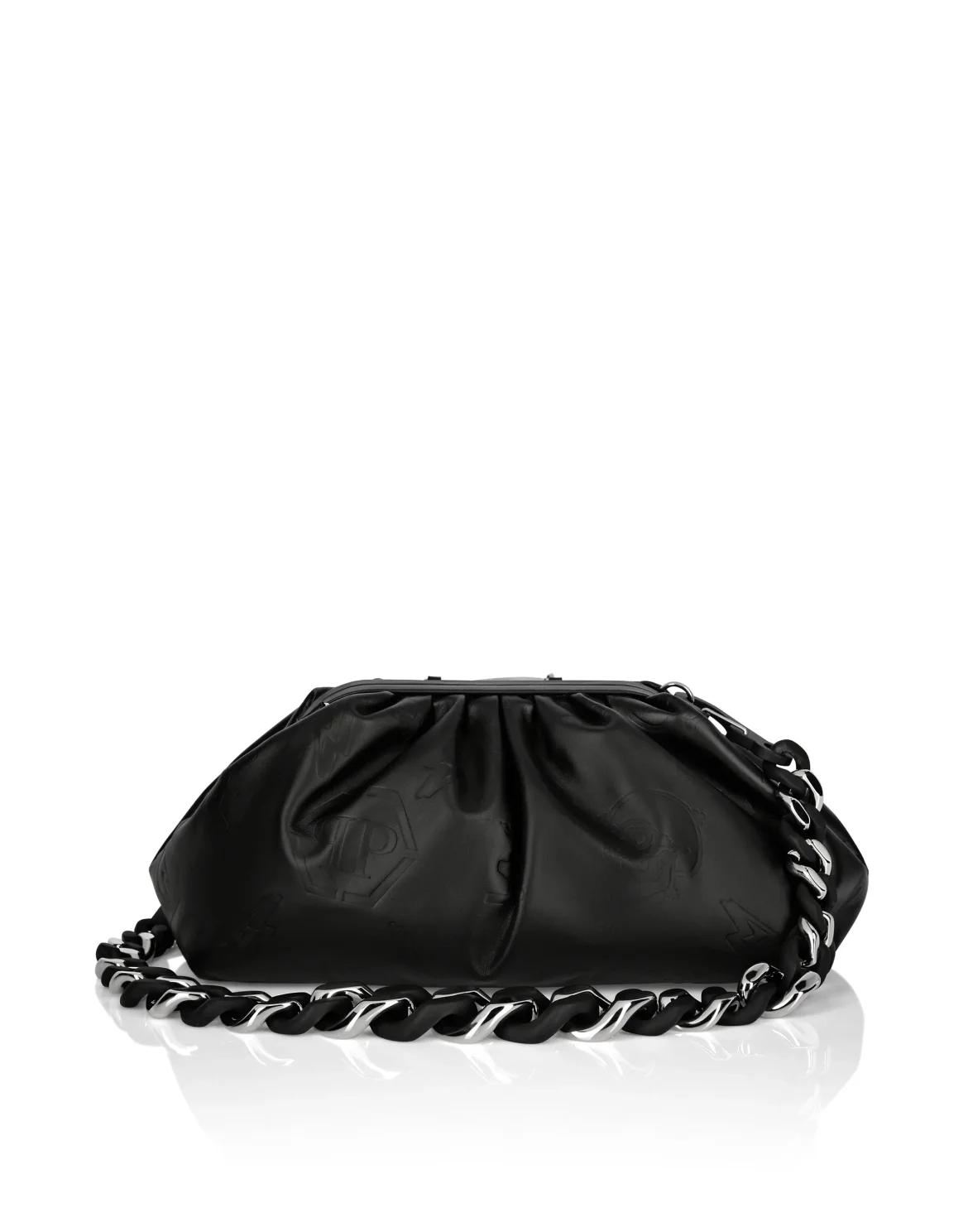 Leather Pillow bag Embossed Monogram, цвет: Черный