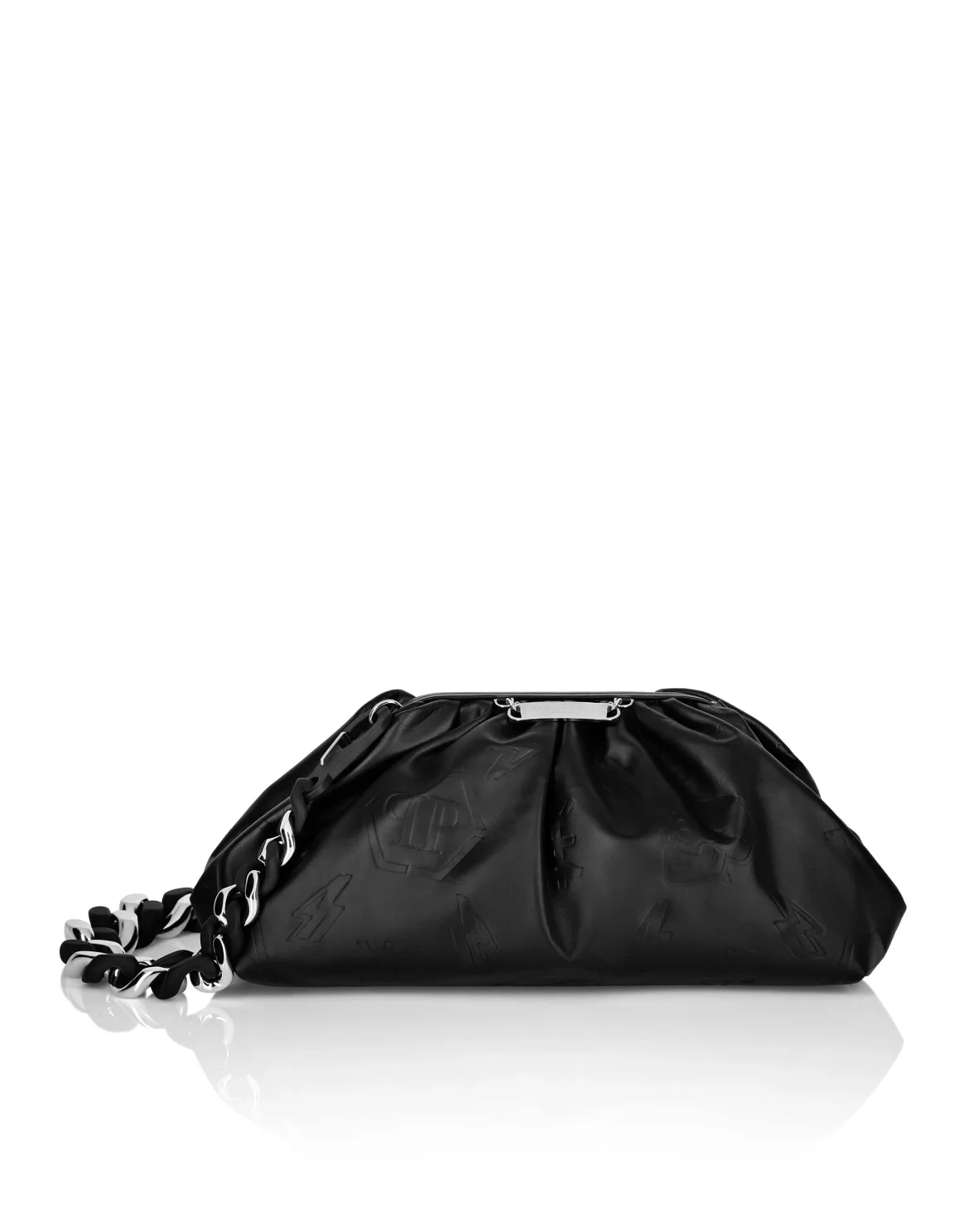 Leather Pillow bag Embossed Monogram, цвет: Черный