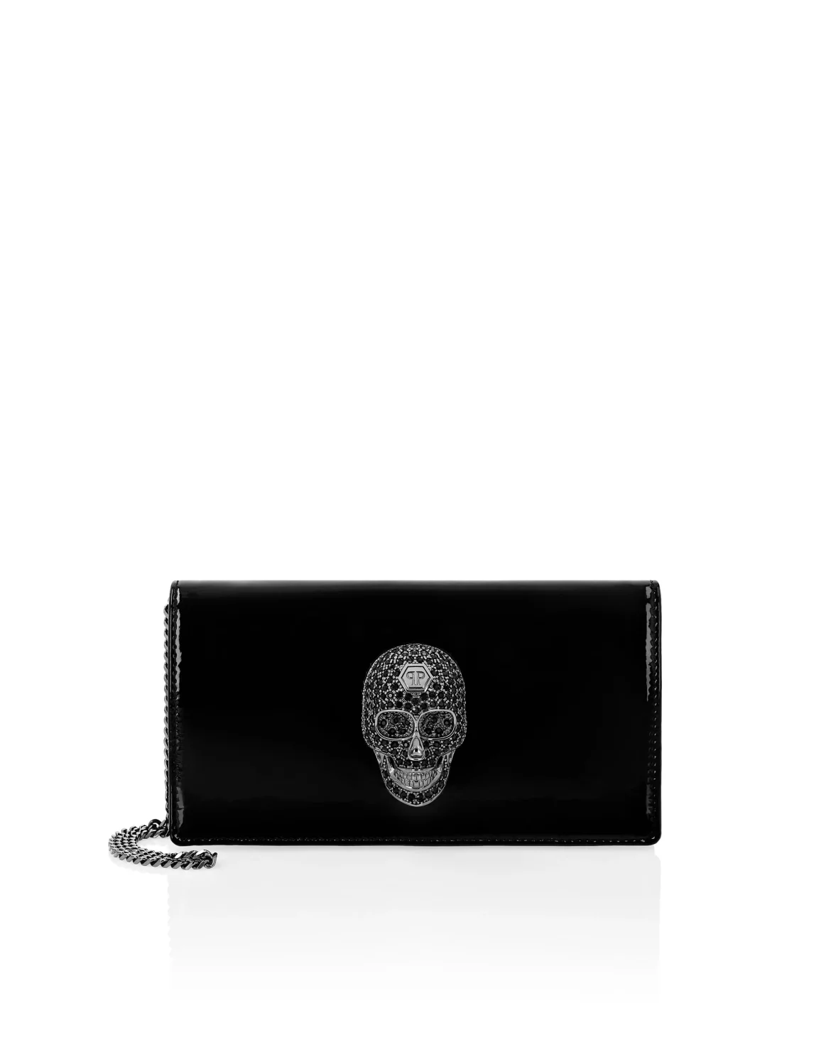 Patent Leather Mini Shoulder Skull, цвет: Черный