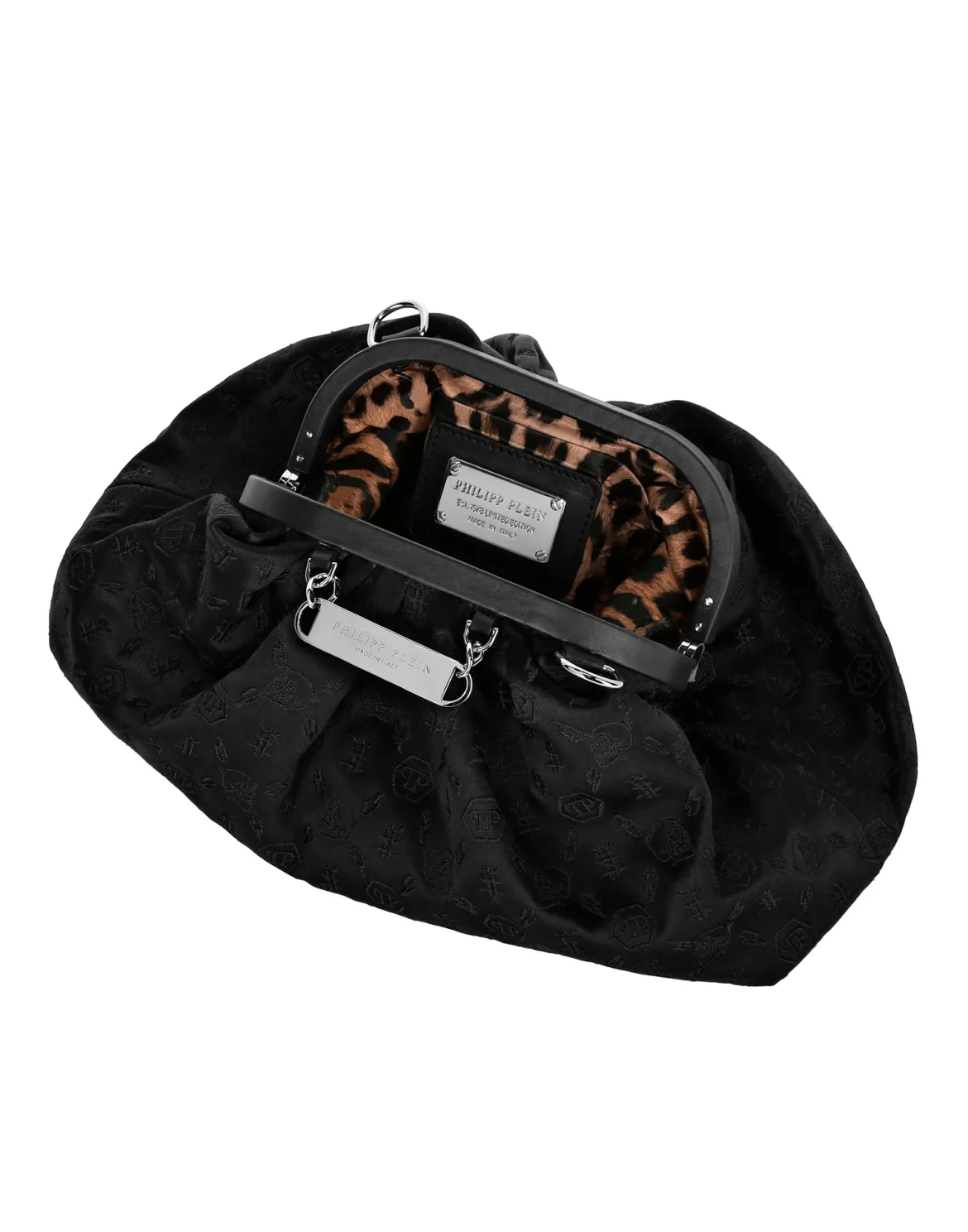 Satin Mini Shoulder Embroidery Monogram, цвет: Черный