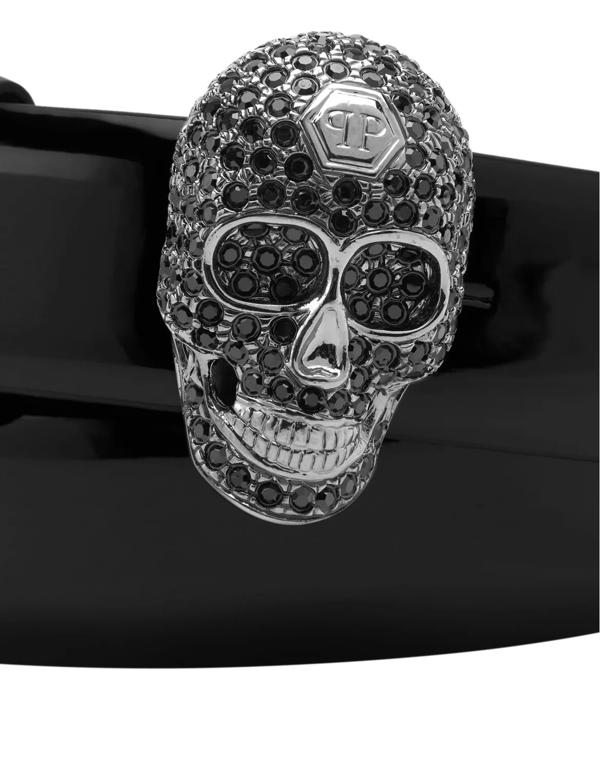Patent Leather Belt Skull, цвет: Черный