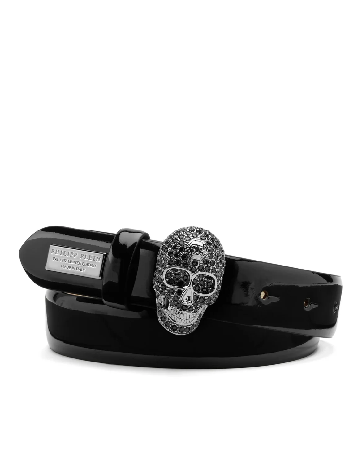 Patent Leather Belt Skull, цвет: Черный
