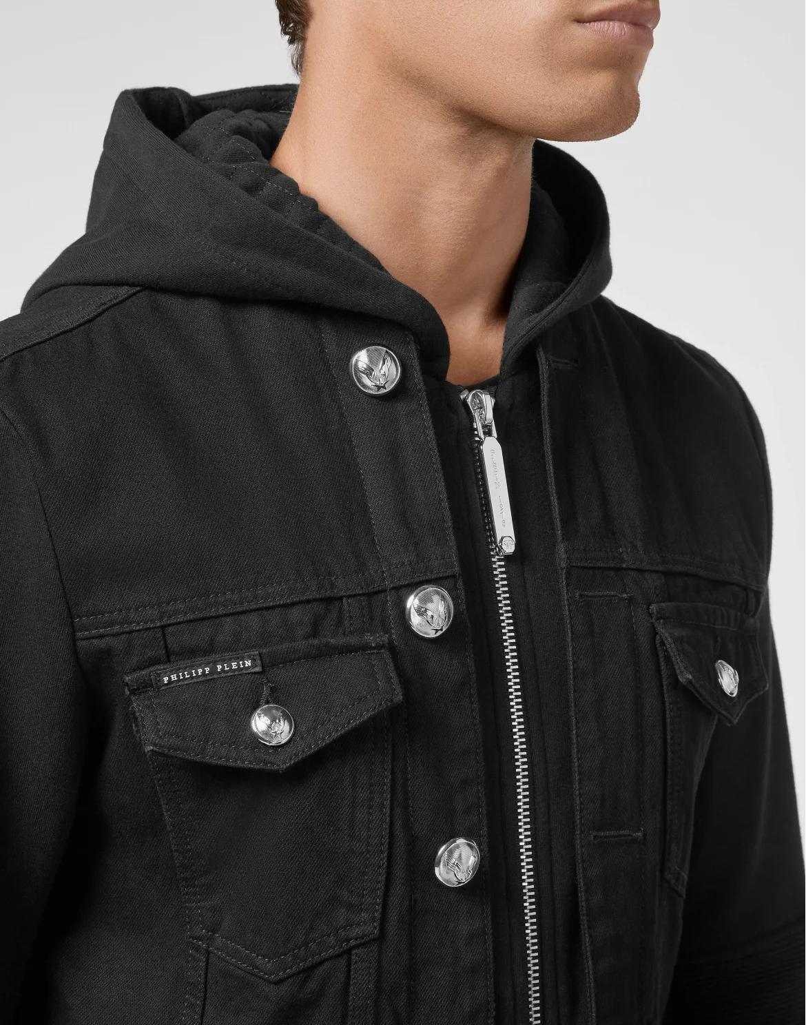 Hoodie Denim Jacket, цвет: Черный