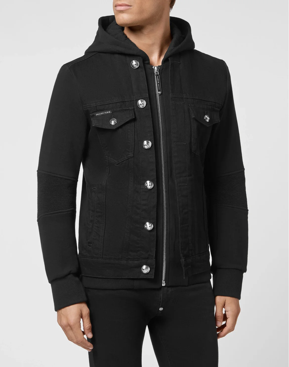 Hoodie Denim Jacket, цвет: Черный