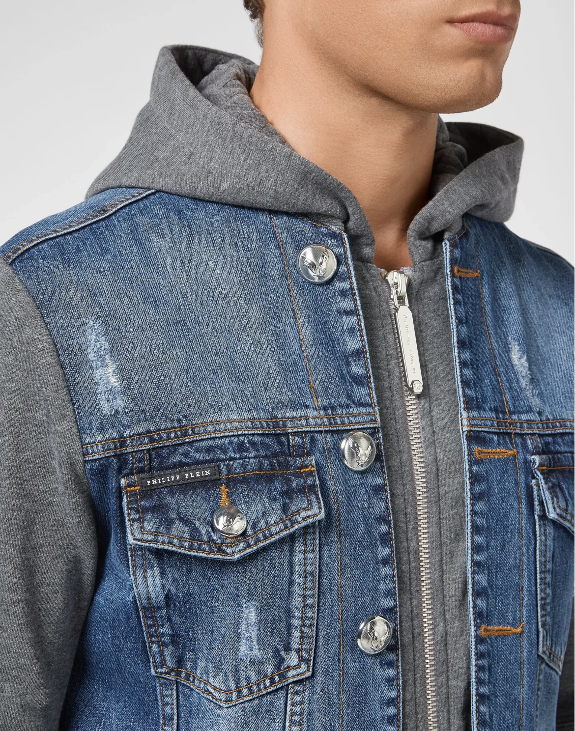 Hoodie Denim Jacket, цвет: Синий