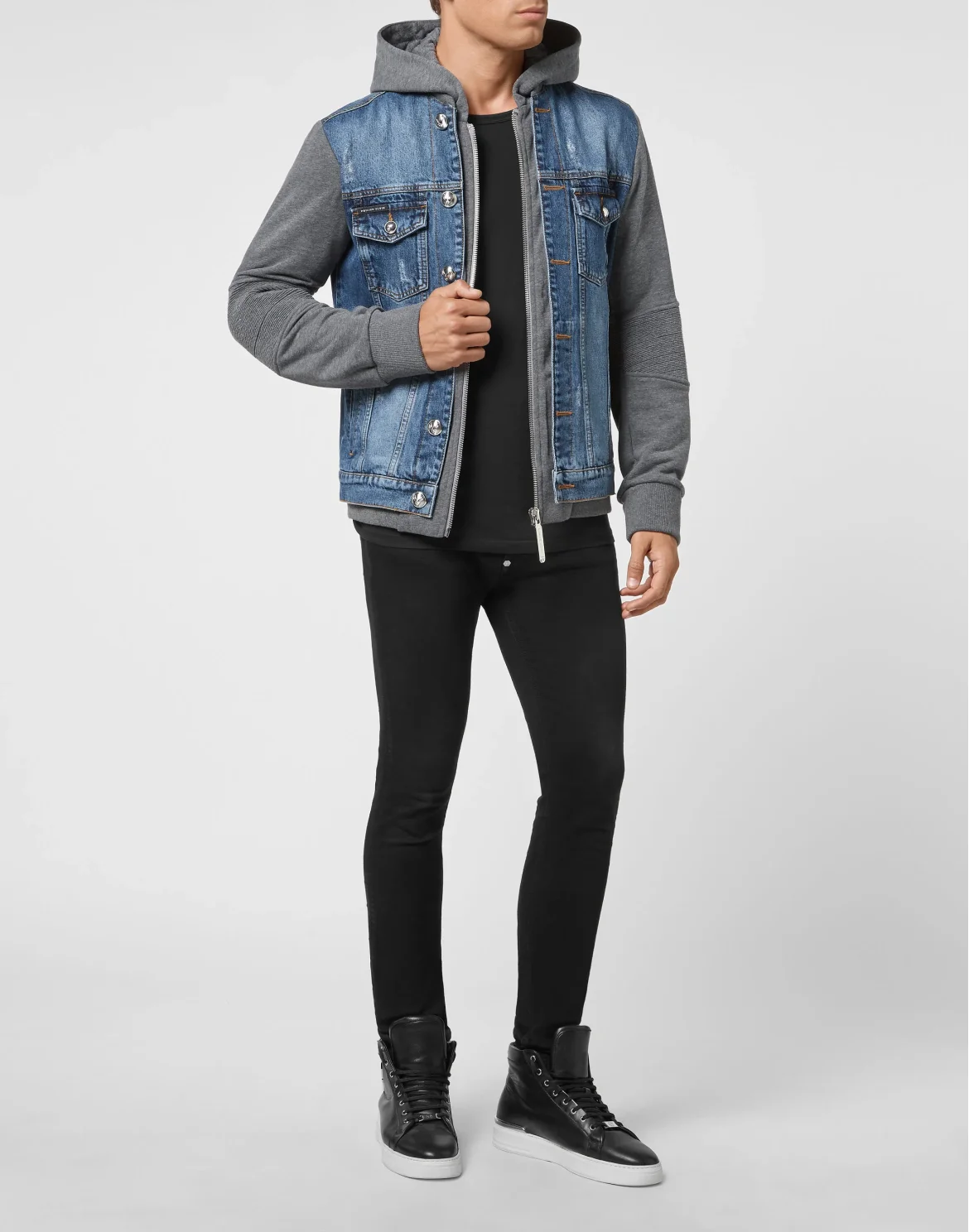 Hoodie Denim Jacket, цвет: Синий