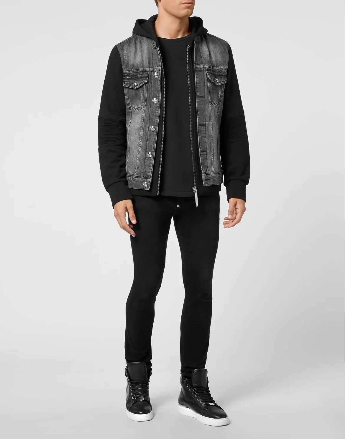 Hoodie Denim Jacket, цвет: Серый