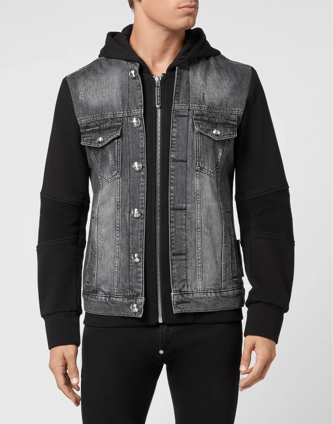 Hoodie Denim Jacket, цвет: Серый