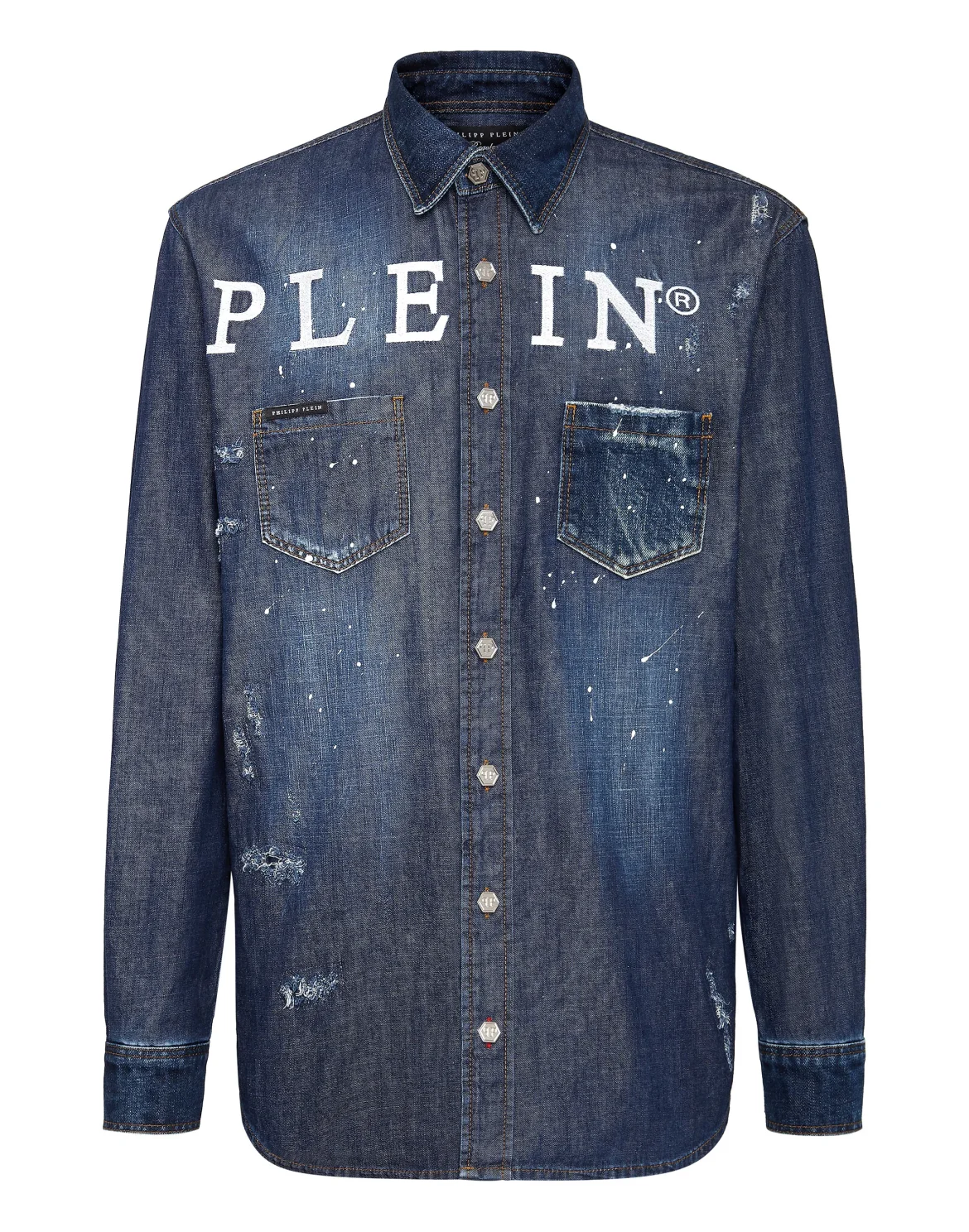 Denim Shirt Ls Iconic Plein, цвет: Синий